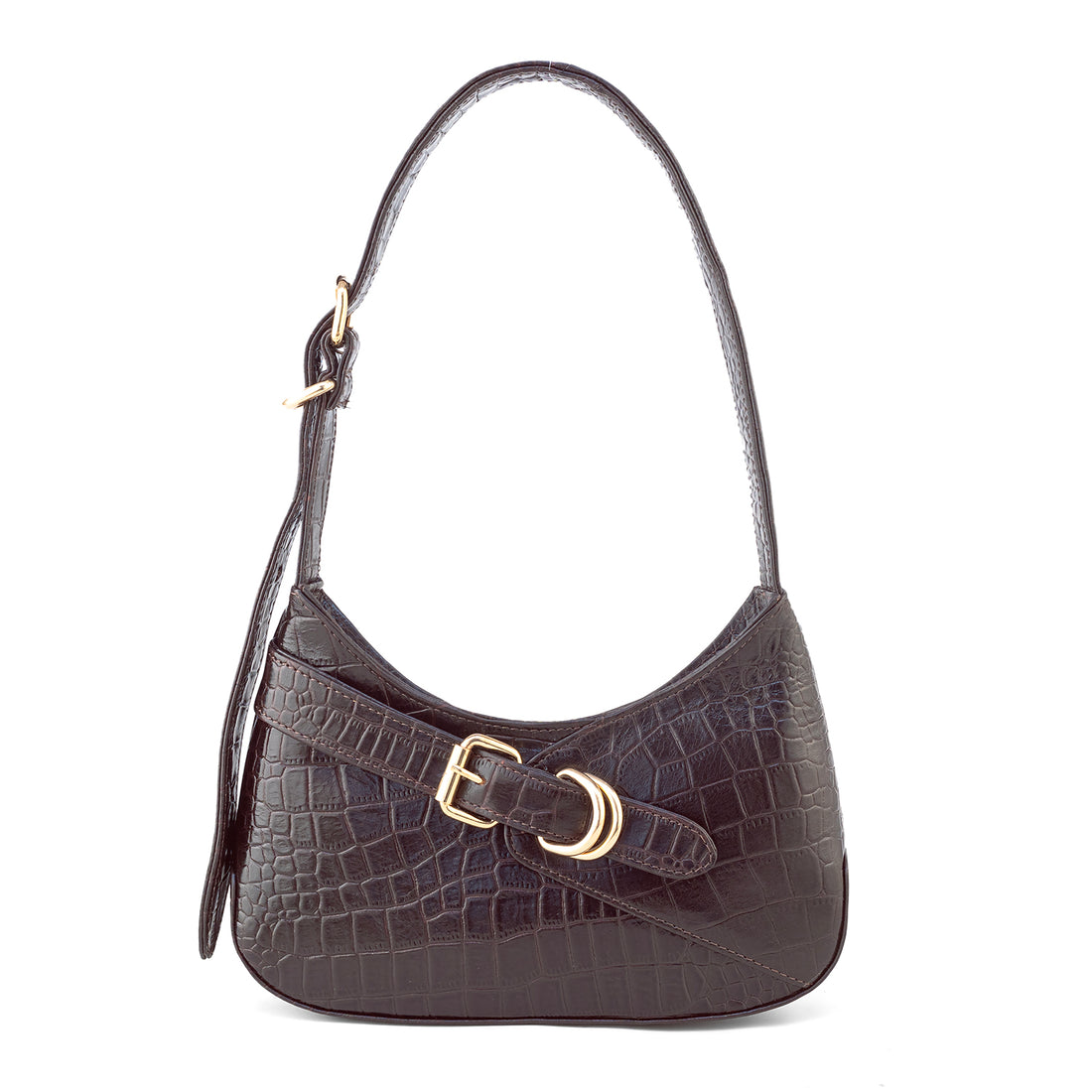 Goatter Genuine Leather  Croco Texture Handbag for Women | Elegant Shoulder Purse with Adjustable Handle