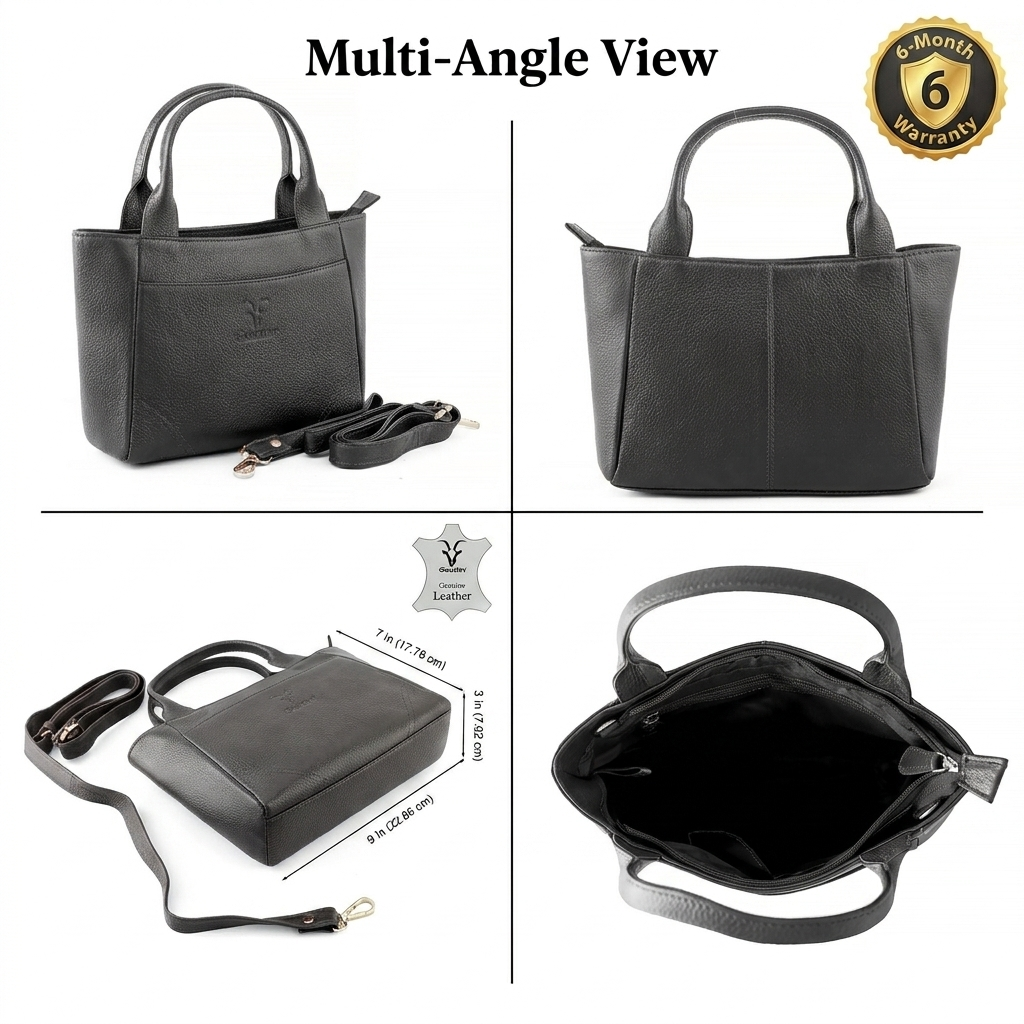 Goatter Women’s Genuine Leather Tote Handbag with Adjustable Sling Strap