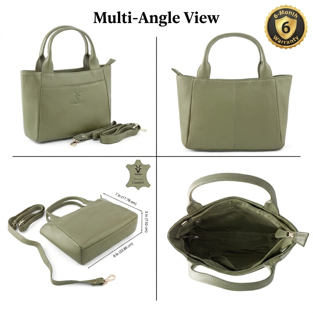 Goatter Women’s Genuine Leather Tote Handbag with Adjustable Sling Strap