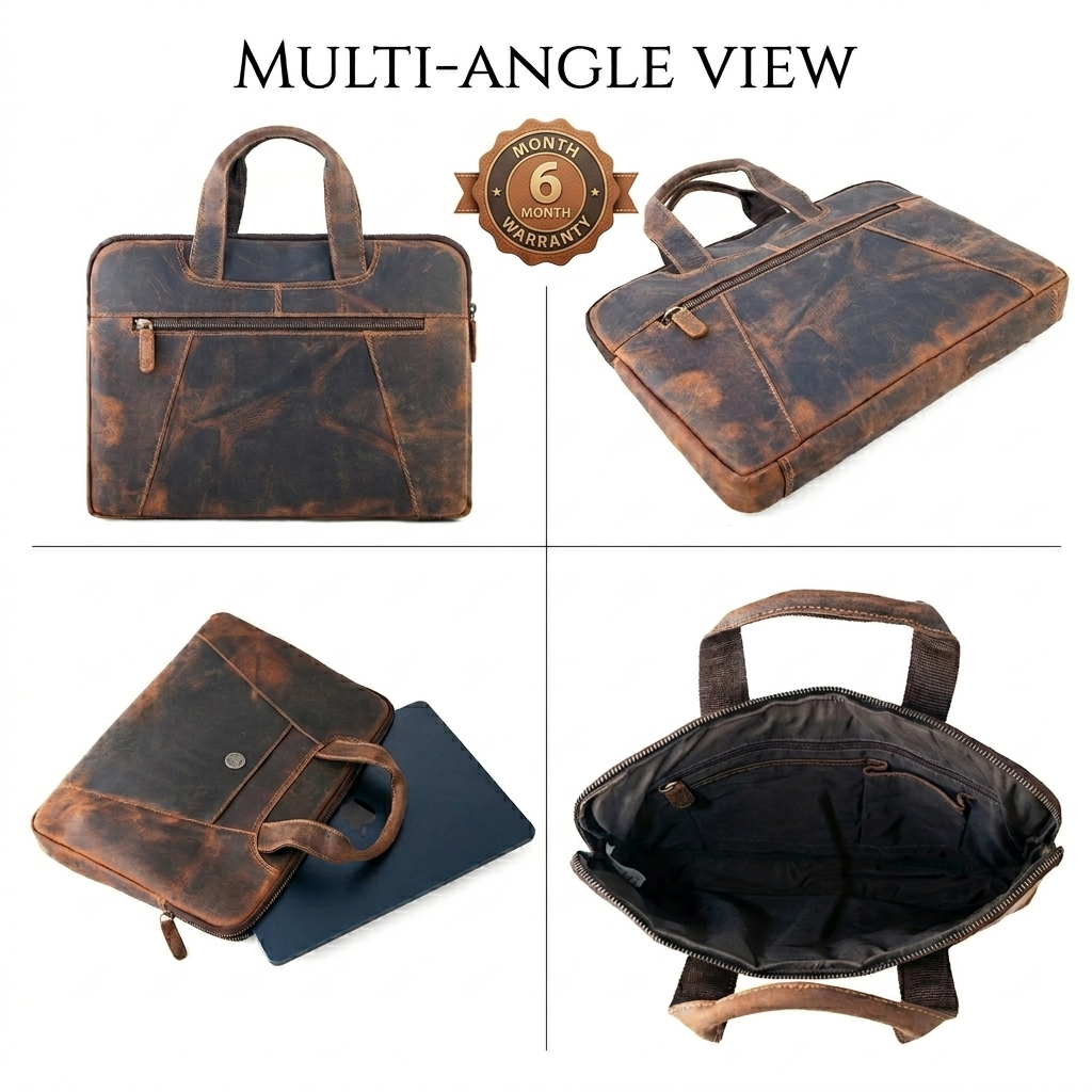 Goatter Hunter Leather 13" Inch Mackbook/Laptop Sleeve Bag /Office Bag For Men
