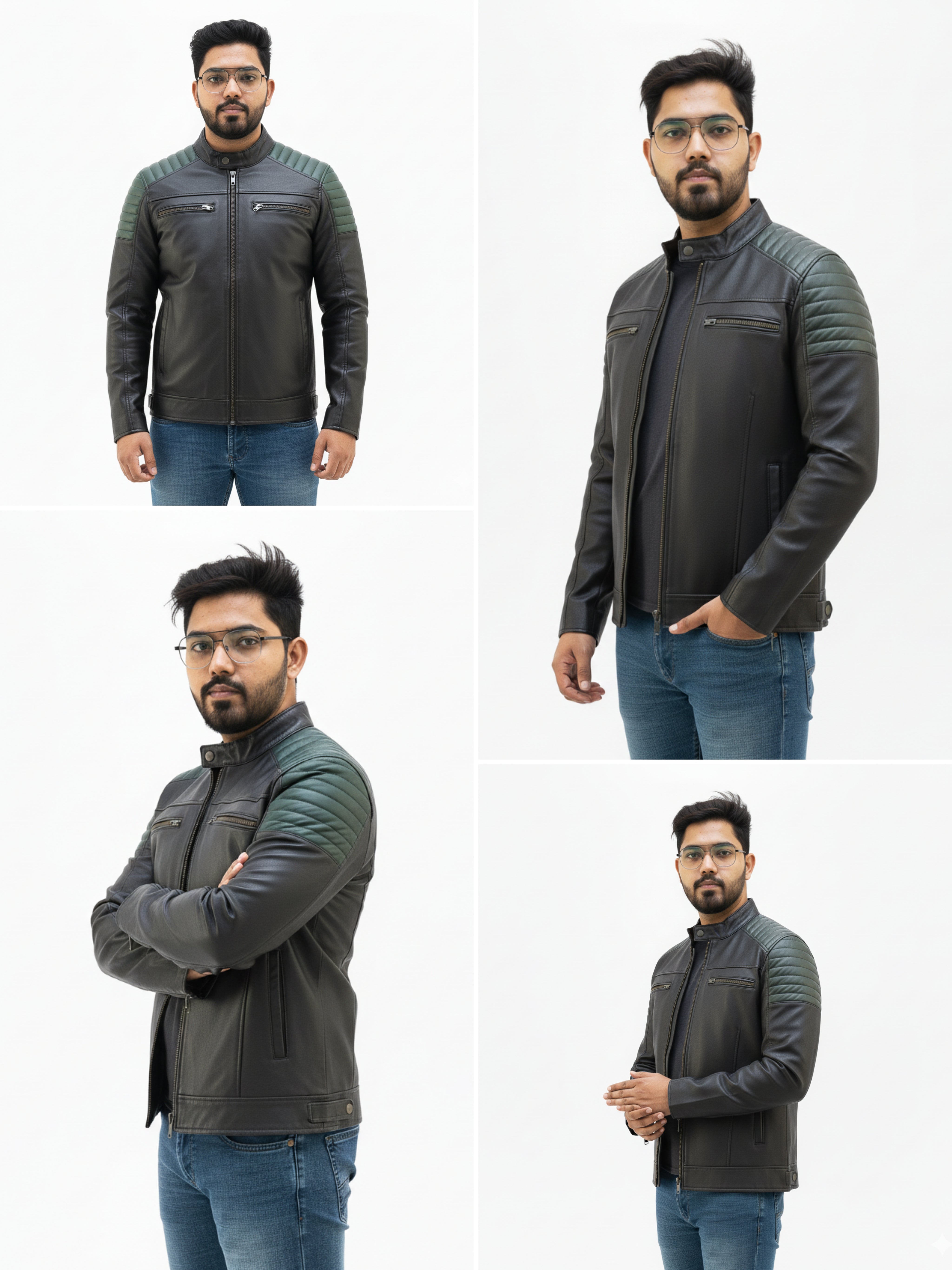 Goatter Men’s Genuine Leather Biker Jacket -Winter Jacket Slim Fit, Classic Moto Style with Zipper Pockets