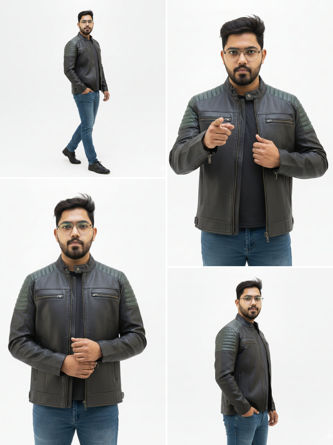 Goatter Men’s Genuine Leather Biker Jacket -Winter Jacket Slim Fit, Classic Moto Style with Zipper Pockets