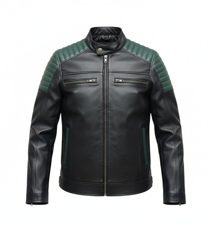 Goatter Men’s Genuine Leather Biker Jacket -Winter Jacket Slim Fit, Classic Moto Style with Zipper Pockets