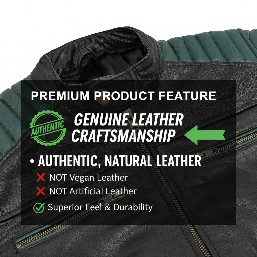 Goatter Men’s Genuine Leather Biker Jacket -Winter Jacket Slim Fit, Classic Moto Style with Zipper Pockets