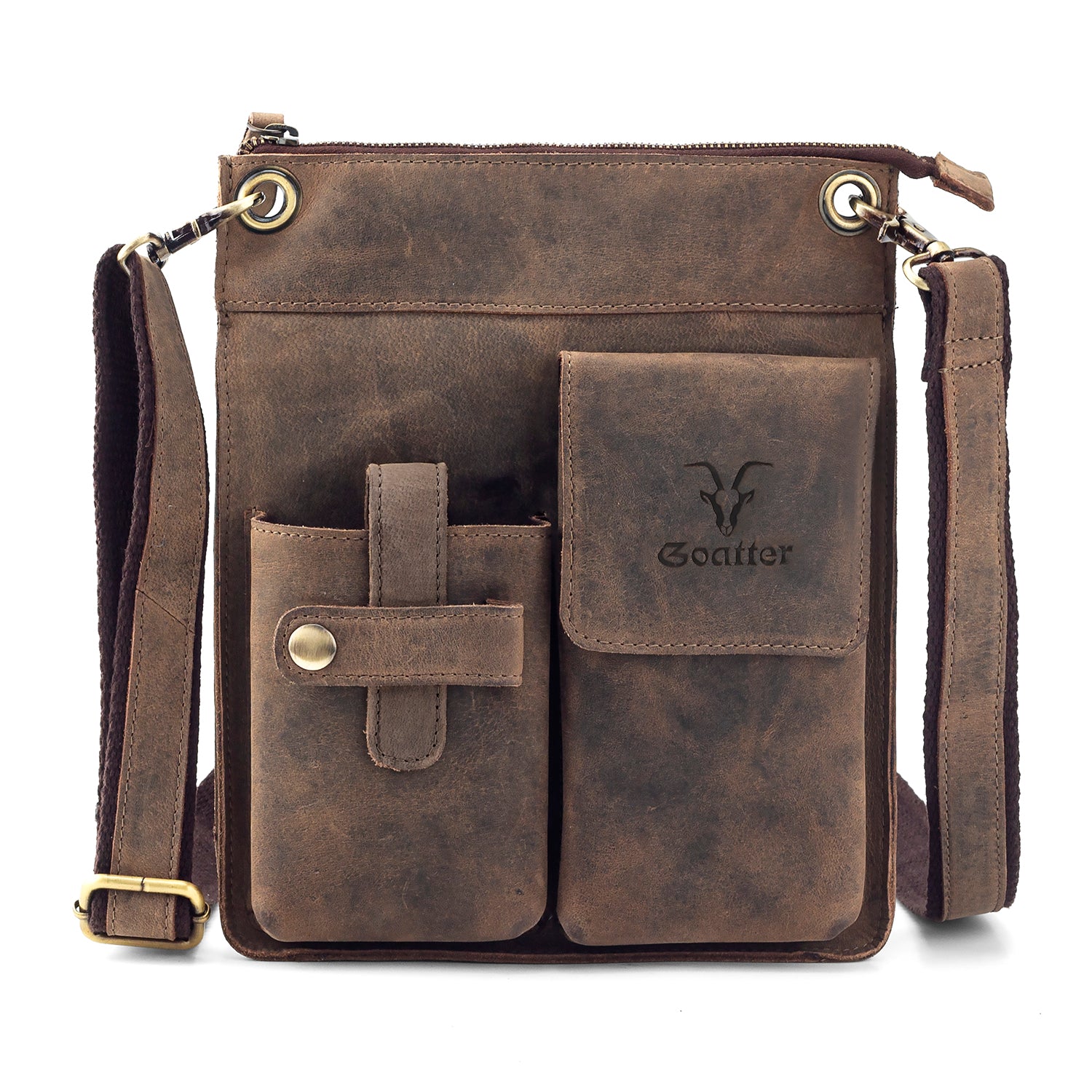 Goatter Men’s Hunter Leather 11″ Messenger Bag