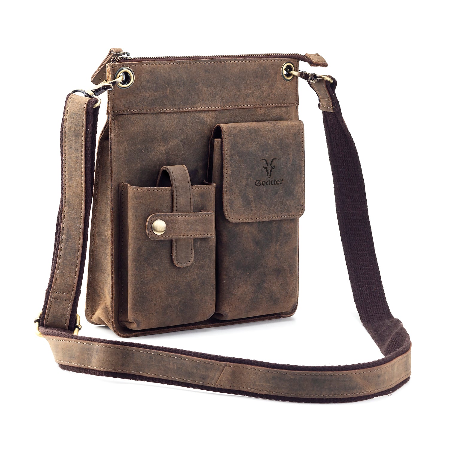 Goatter Men’s Hunter Leather 11″ Messenger Bag