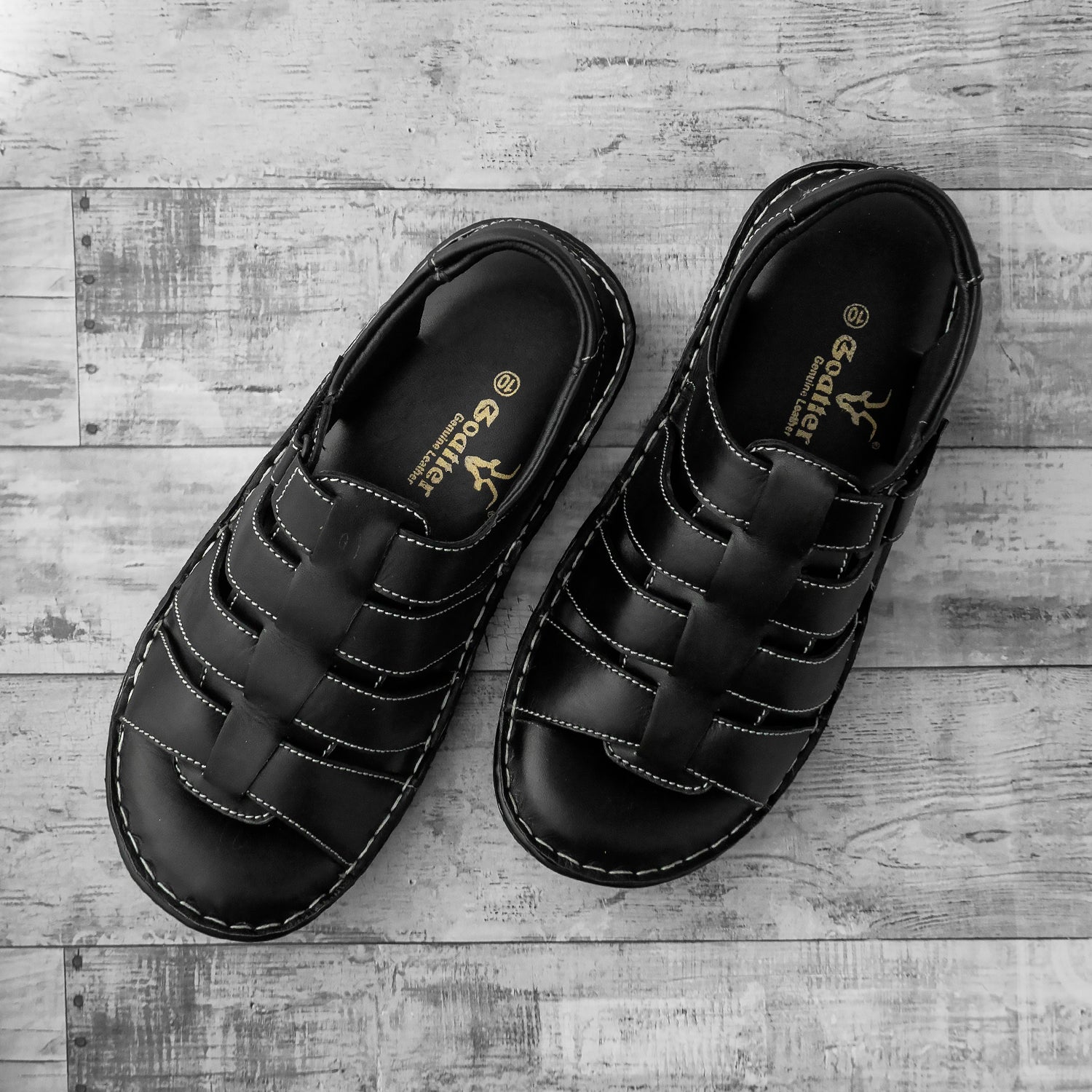 Goatter Mens Casual Closed Toe Leather Outdoor Sandals