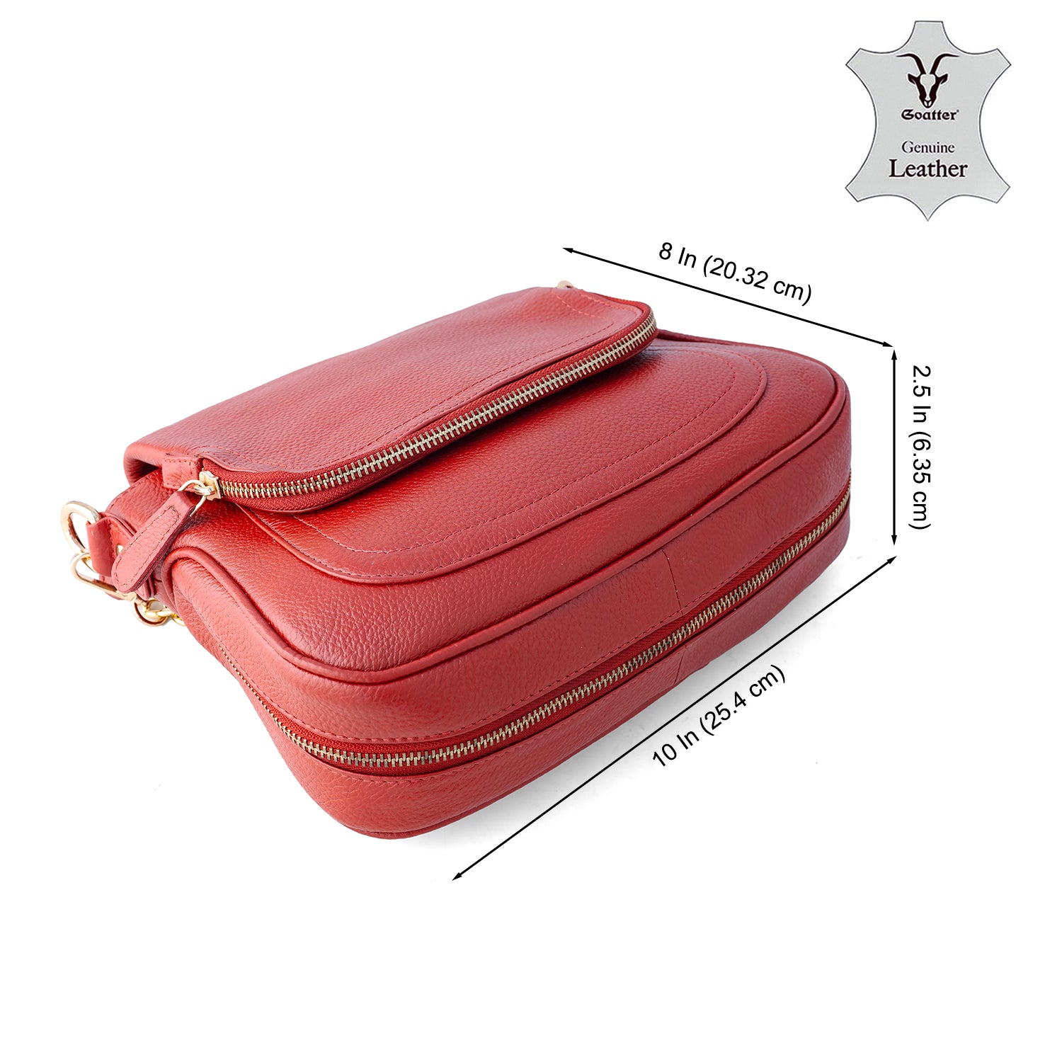Goatter Women's Genuine Leather Sling Bag | Crossbody Purse with Chain Strap
