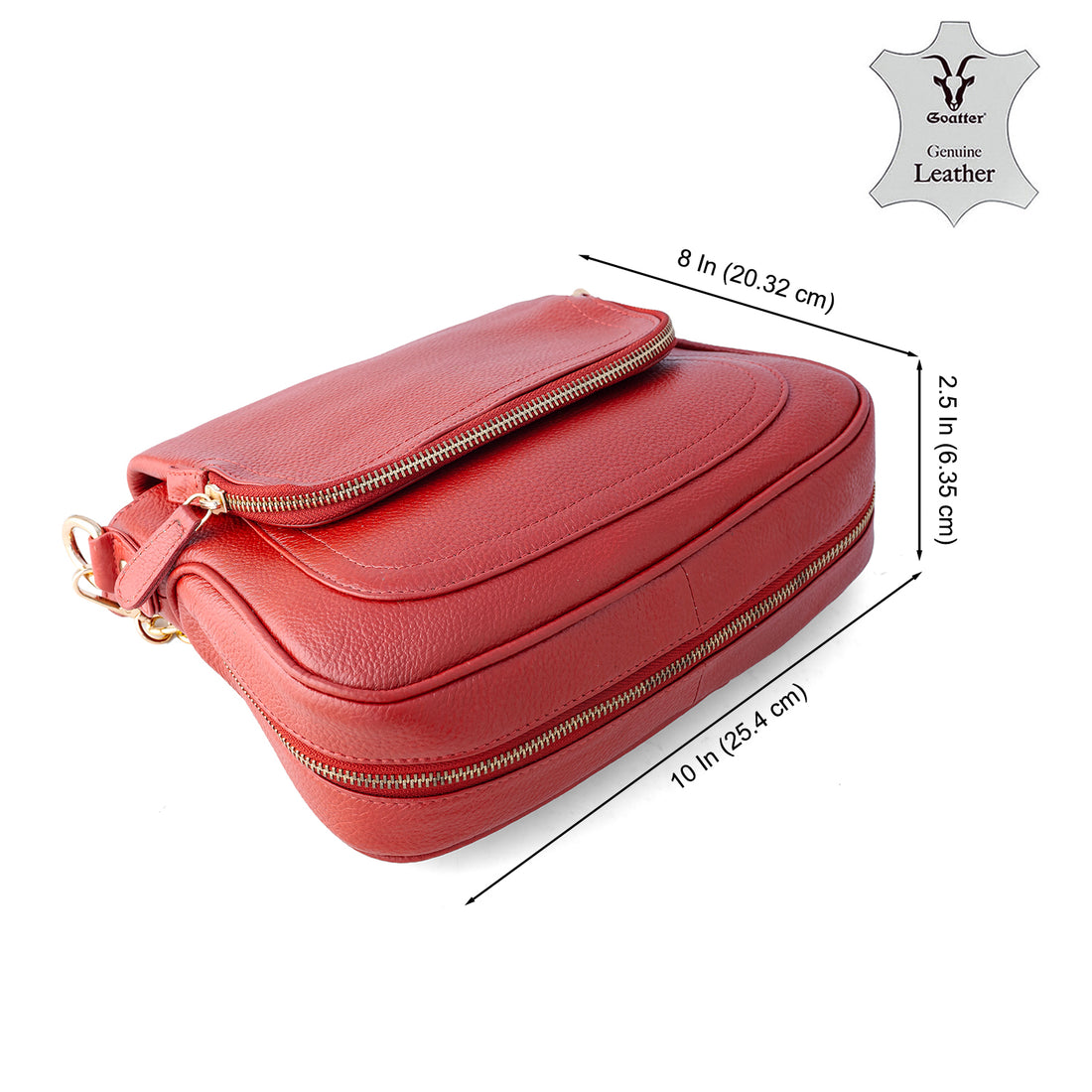 Goatter Women's Genuine Leather Sling Bag | Crossbody Purse with Chain Strap