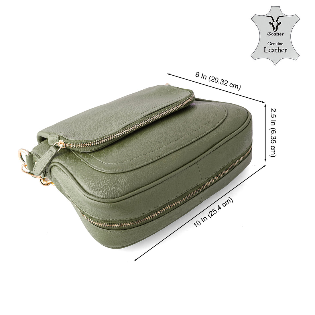 Goatter Women's Genuine Leather Sling Bag | Crossbody Purse with Chain Strap