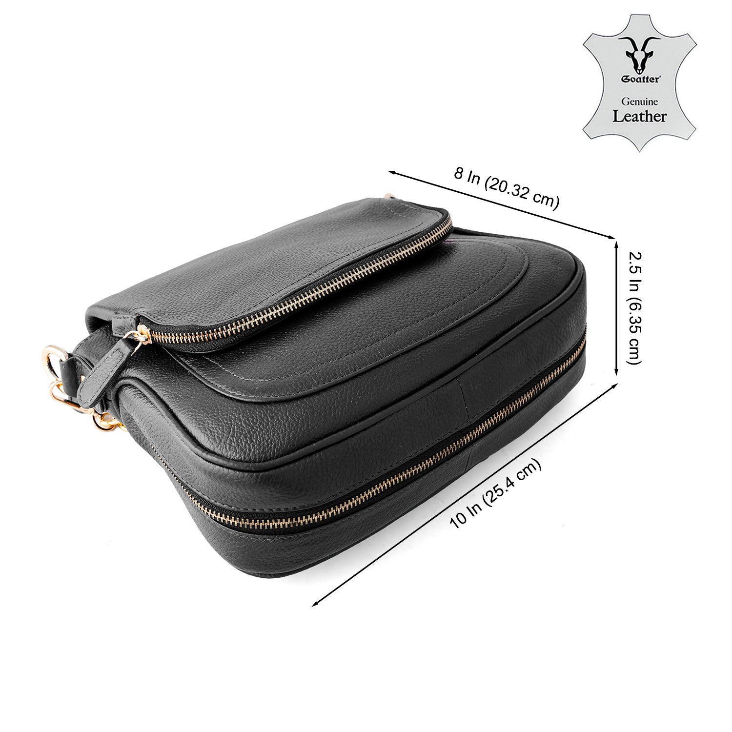 Goatter Women's Genuine Leather Sling Bag | Crossbody Purse with Chain Strap