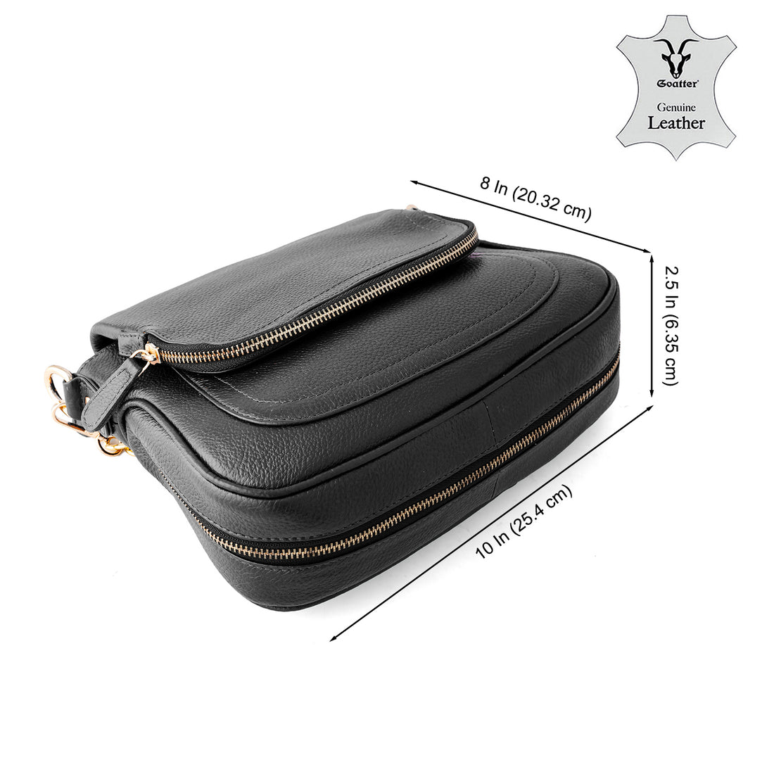 Goatter Women's Genuine Leather Sling Bag | Crossbody Purse with Chain Strap
