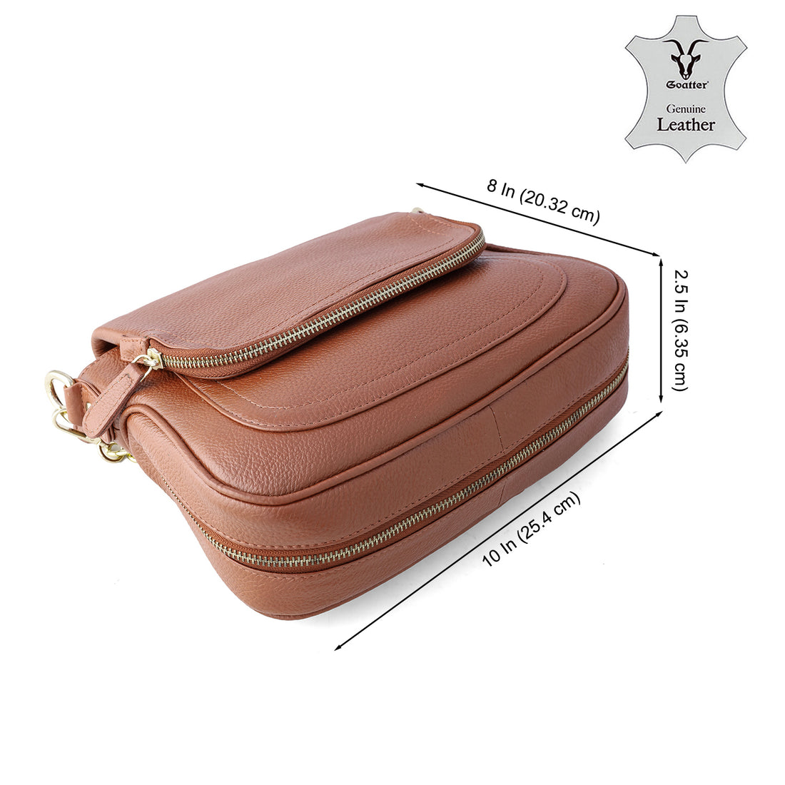 Goatter Women's Genuine Leather Sling Bag | Crossbody Purse with Chain Strap