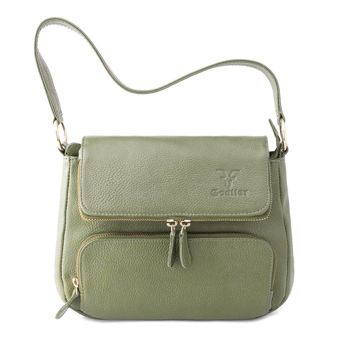 Goatter Genuine Leather Shoulder Bag for Women | Stylish Sling Handbag with Multiple Zip Pockets & | Everyday Office & Travel Purse