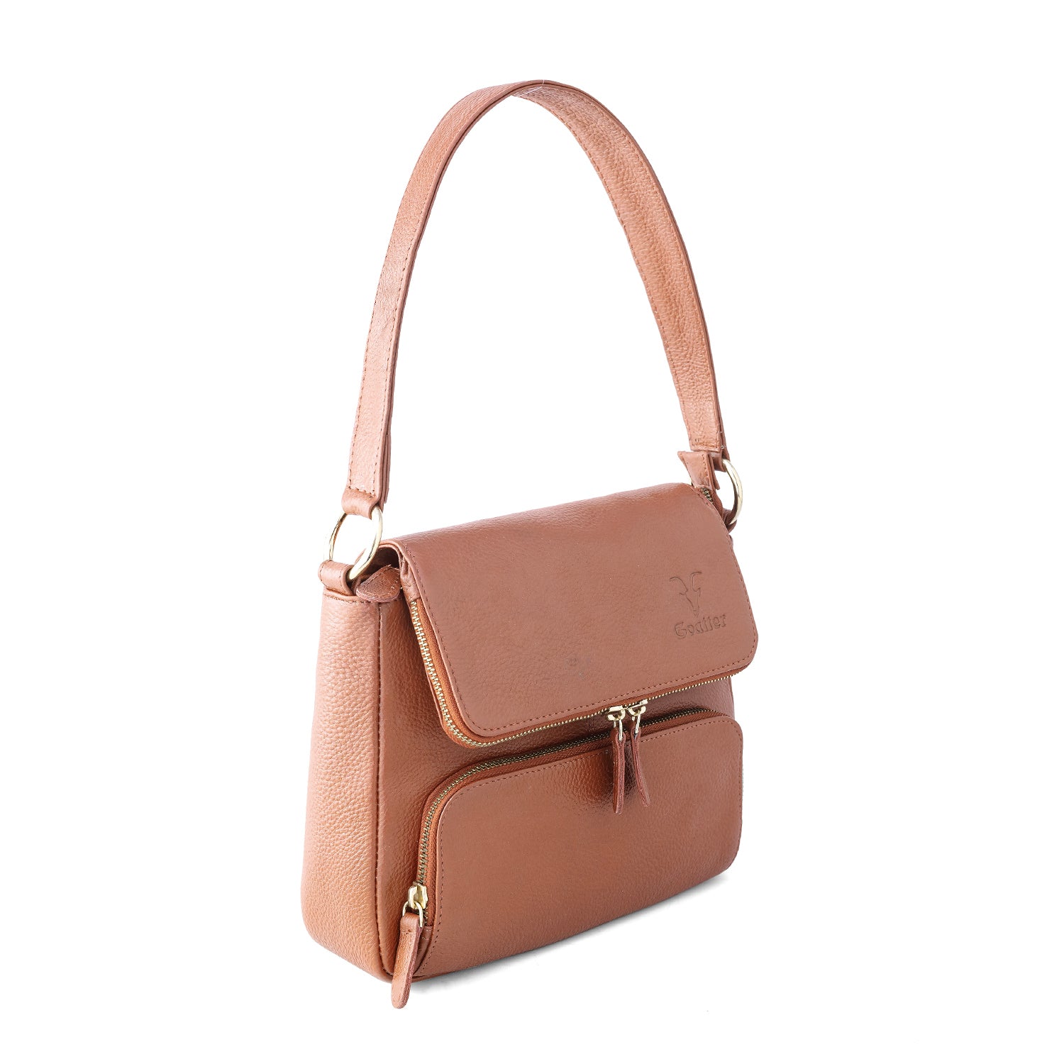 Goatter Genuine Leather Shoulder Bag for Women | Stylish Sling Handbag with Multiple Zip Pockets & | Everyday Office & Travel Purse