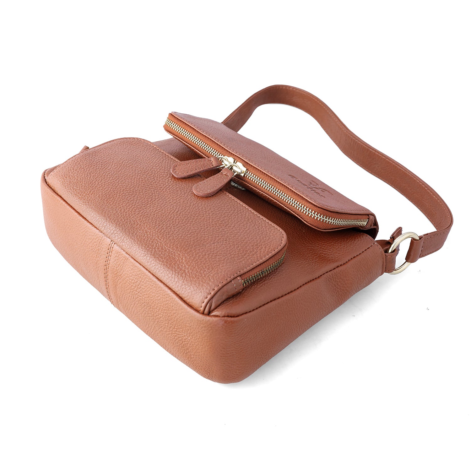 Goatter Genuine Leather Shoulder Bag for Women | Stylish Sling Handbag with Multiple Zip Pockets & | Everyday Office & Travel Purse