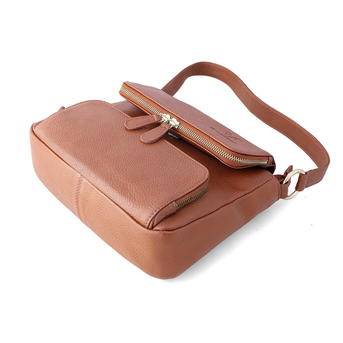 Goatter Genuine Leather Shoulder Bag for Women | Stylish Sling Handbag with Multiple Zip Pockets & | Everyday Office & Travel Purse