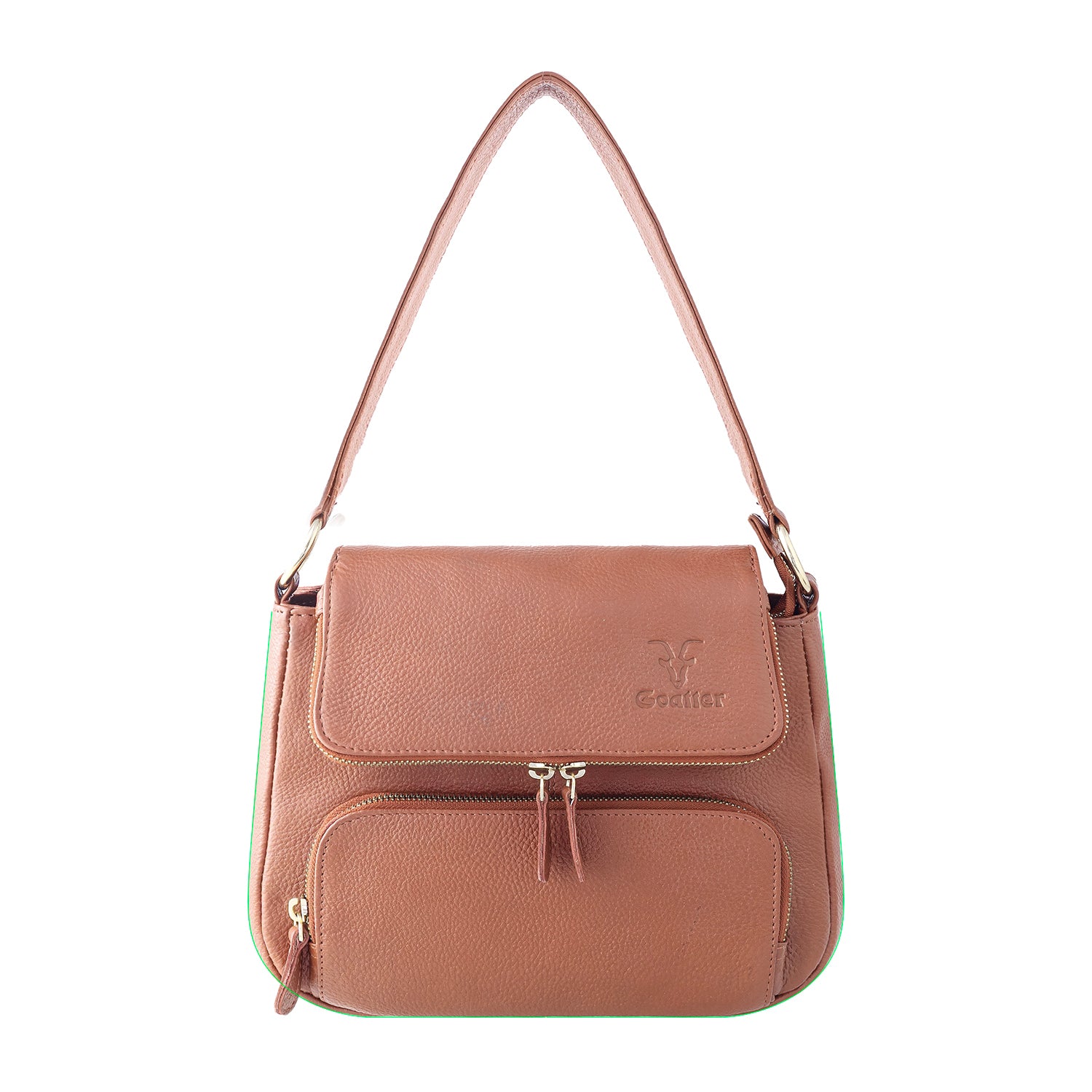 Goatter Genuine Leather Shoulder Bag for Women | Stylish Sling Handbag with Multiple Zip Pockets & | Everyday Office & Travel Purse