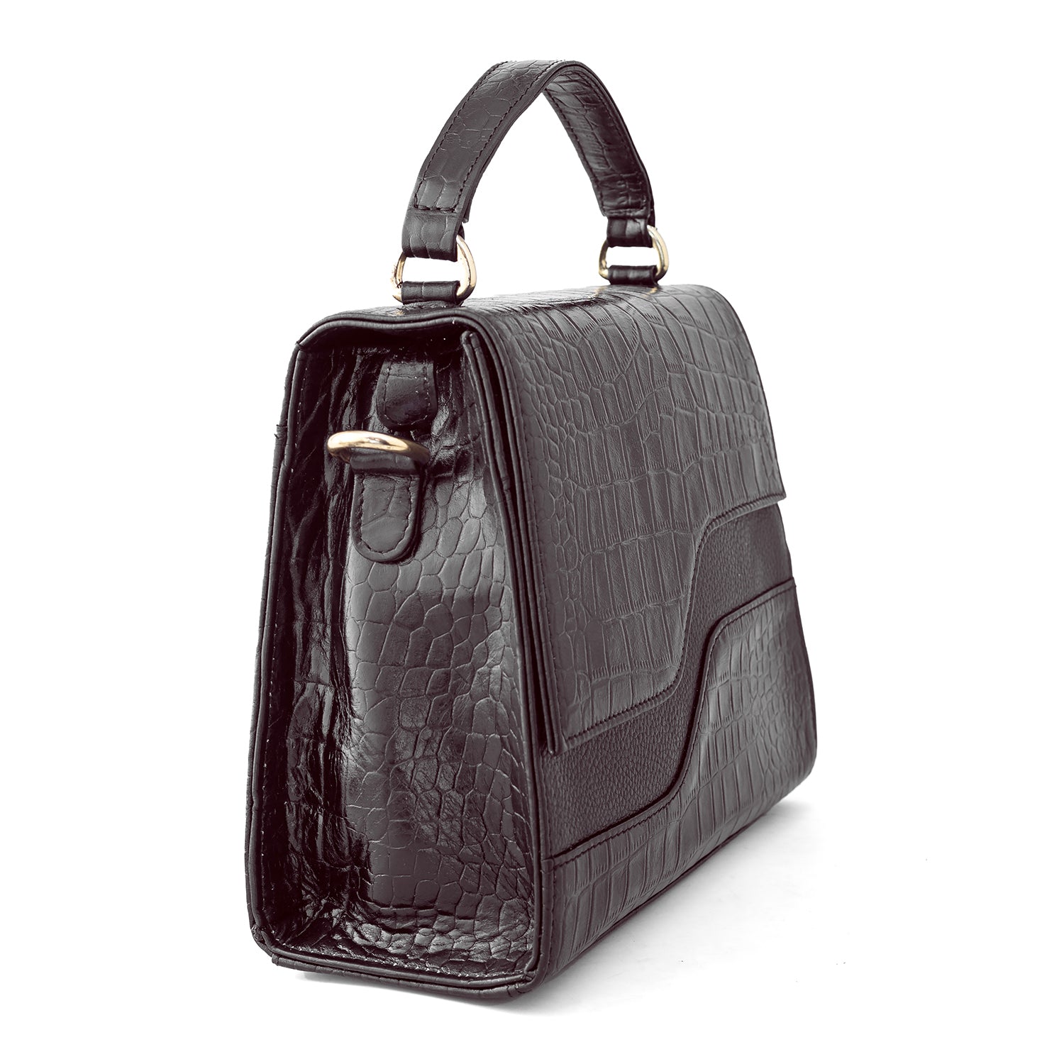 Goatter Genuine Leather Handbag for Women | Luxury Crocodile Texture Satchel Bag