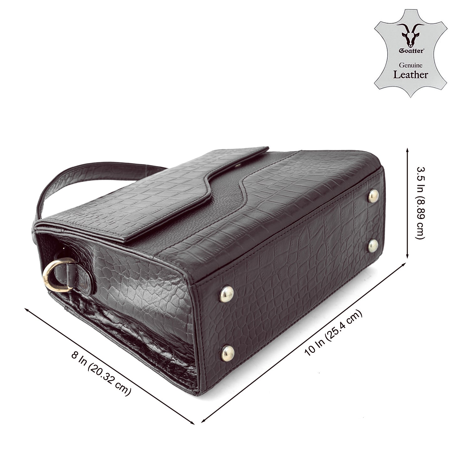 Goatter Genuine Leather Handbag for Women | Luxury Crocodile Texture Satchel Bag