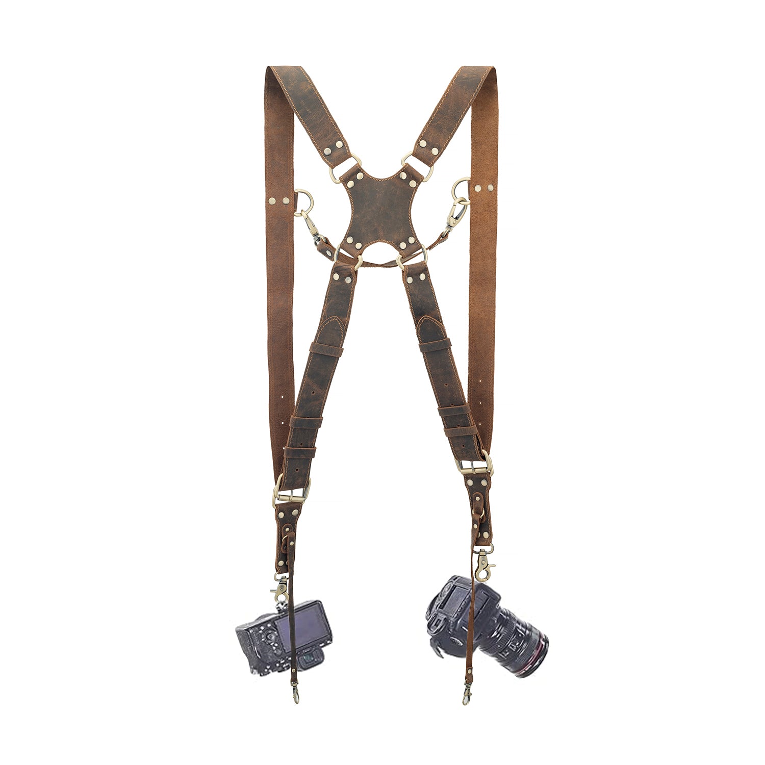 Goatter Hunter Leather Dual Camera Shoulder Strap For Photographers