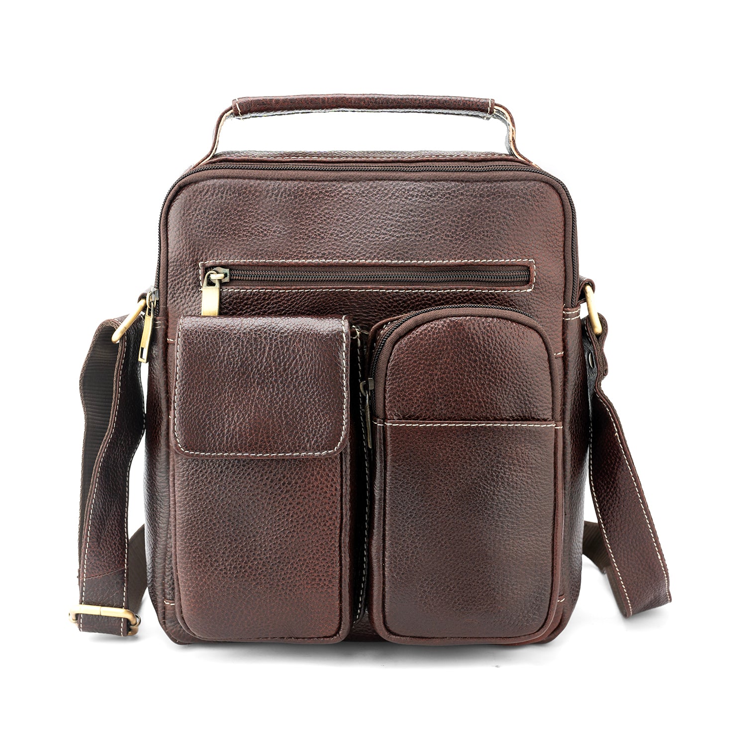 Goatter Genuine Leather 11”Inch Multi Pocket Men's Messenger Bags