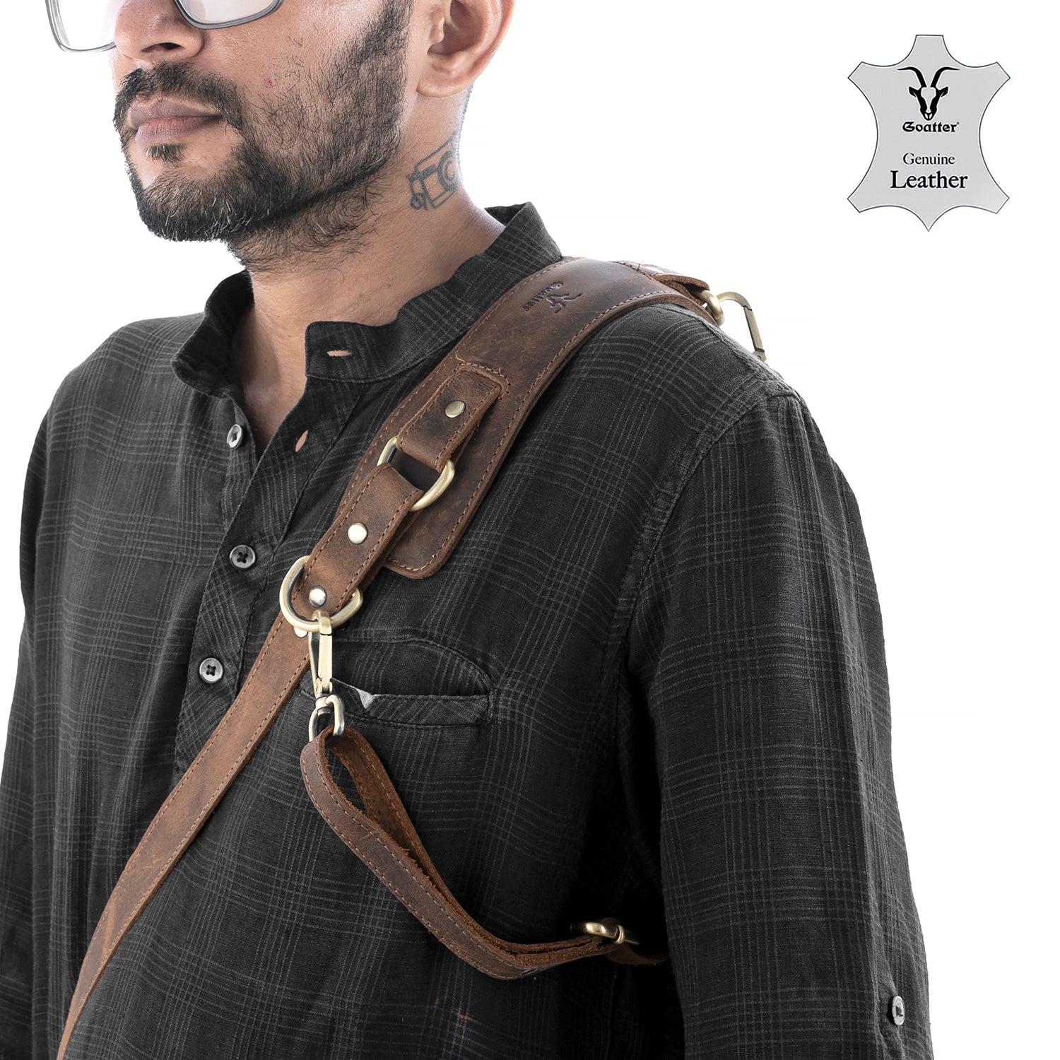 Goatter Hunter Leather Solo Camera Strap Perfect Single Camera Belt | Cross Body Design