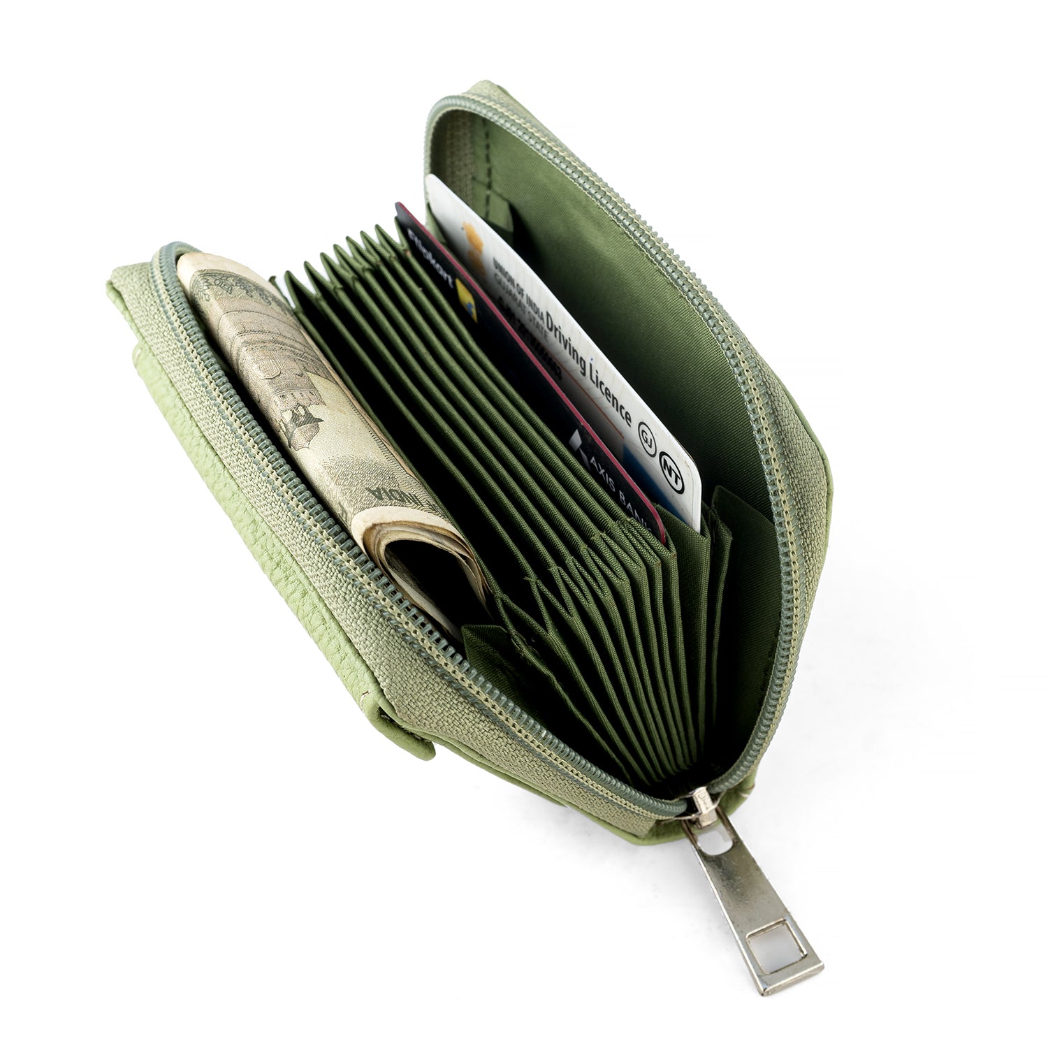 Goatter Genuine Leather Small Zip Around Card Wallet Purse for Women’s