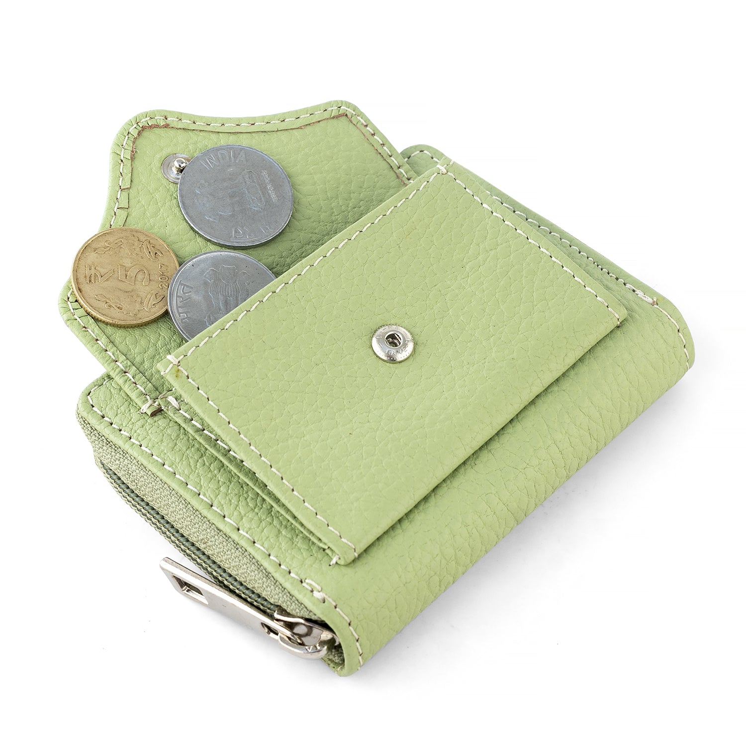 Goatter Genuine Leather Small Zip Around Card Wallet Purse for Women’s