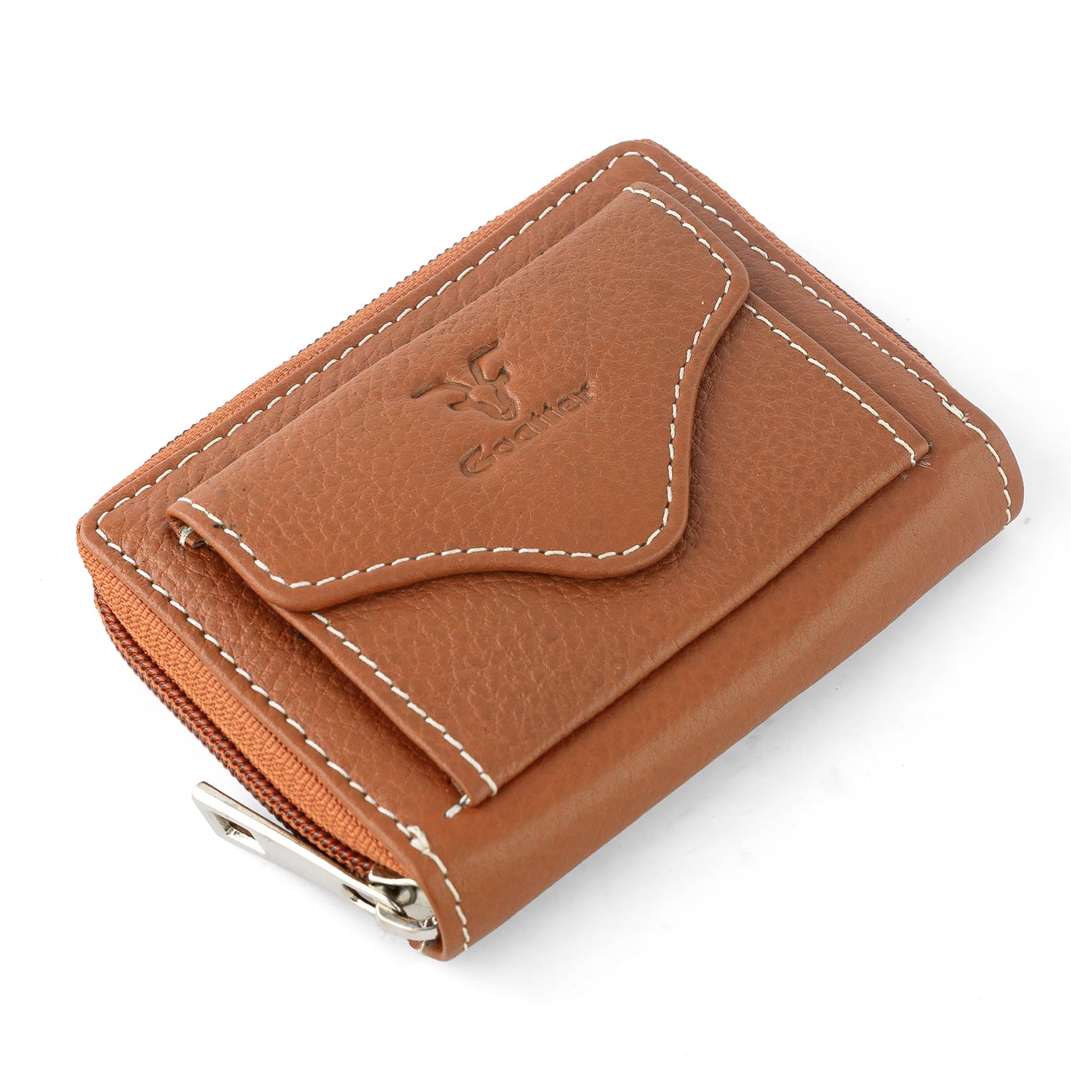 Goatter Genuine Leather Small Zip Around Card Wallet Purse for Women’s