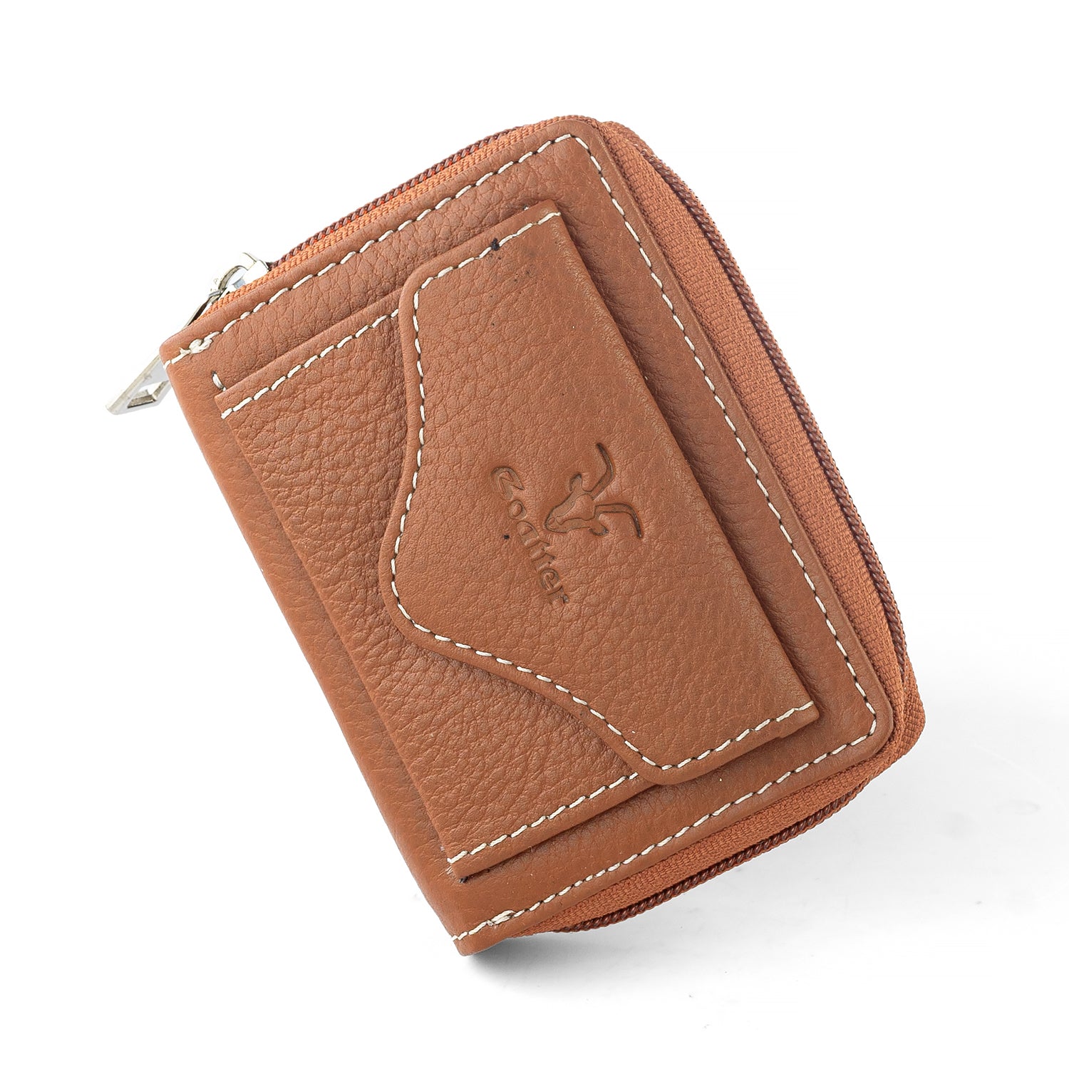 Goatter Genuine Leather Small Zip Around Card Wallet Purse for Women’s