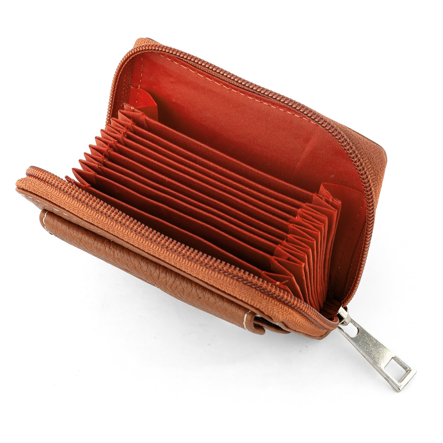 Goatter Genuine Leather Small Zip Around Card Wallet Purse for Women’s