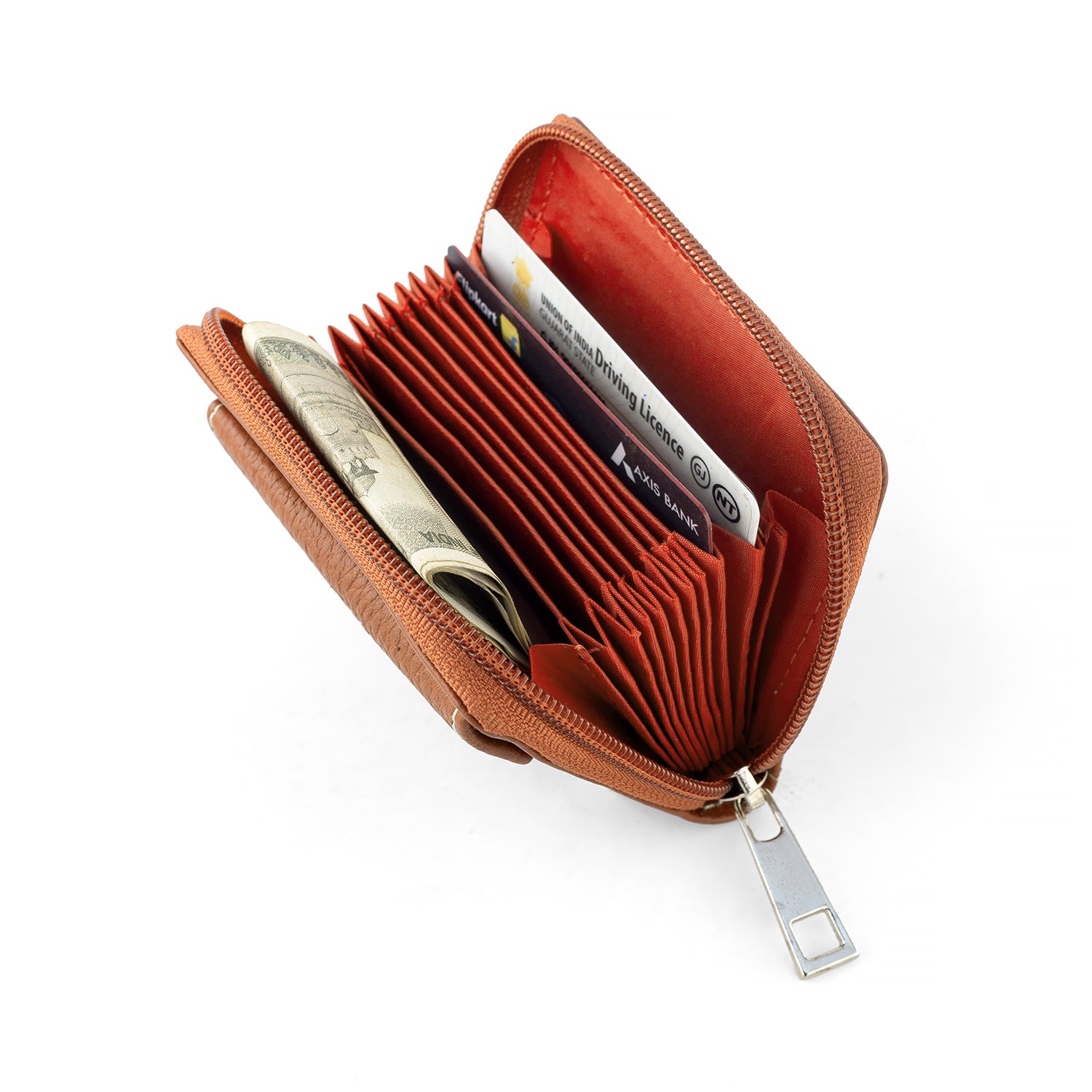 Goatter Genuine Leather Small Zip Around Card Wallet Purse for Women’s
