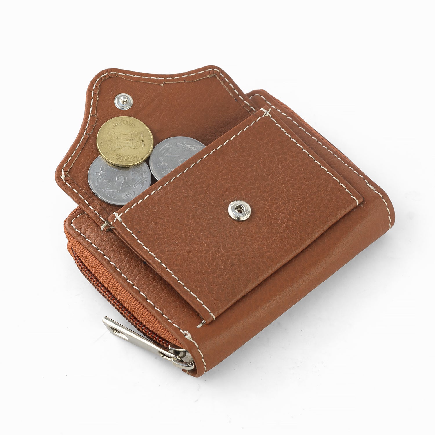 Goatter Genuine Leather Small Zip Around Card Wallet Purse for Women’s