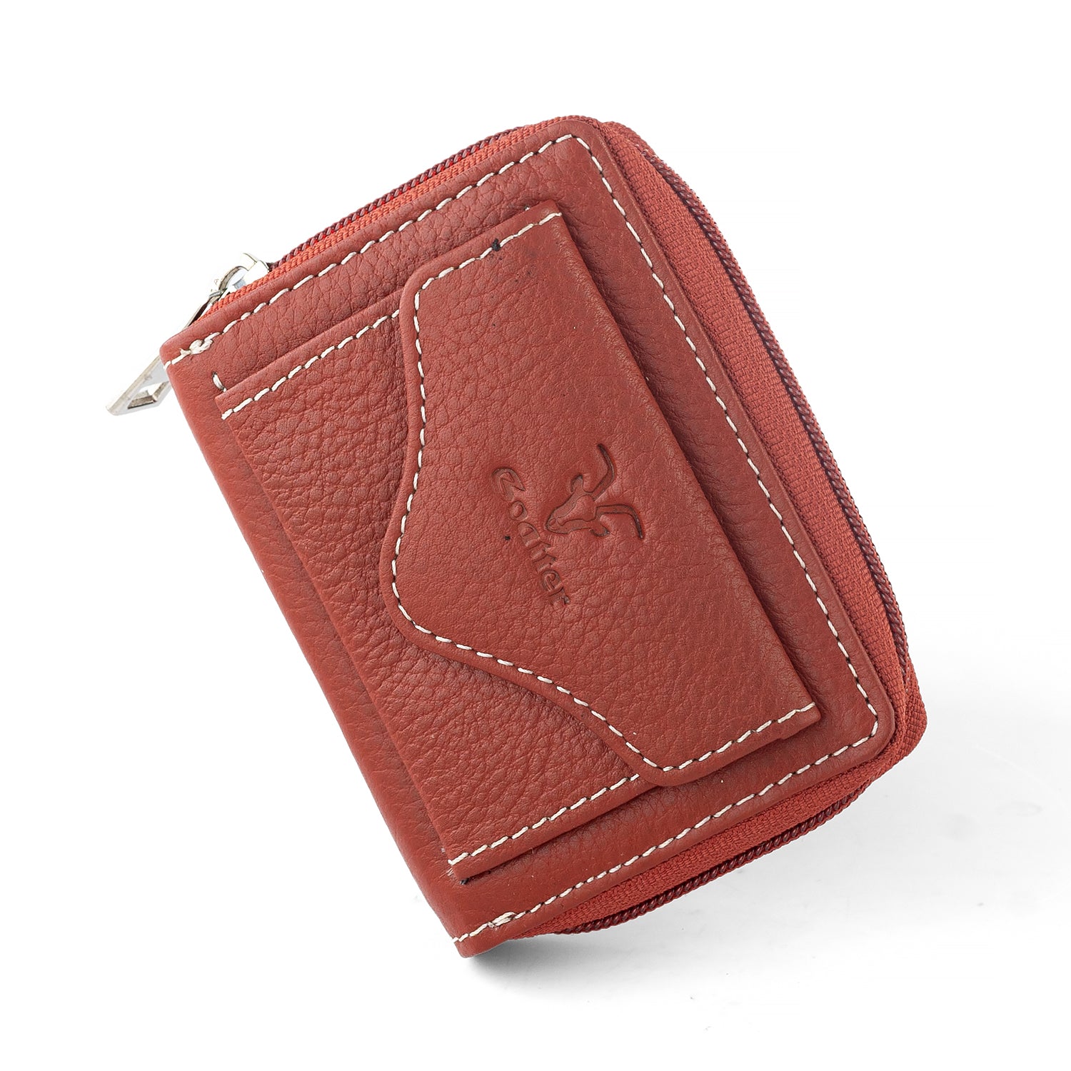 Goatter Genuine Leather Small Zip Around Card Wallet Purse for Women’s