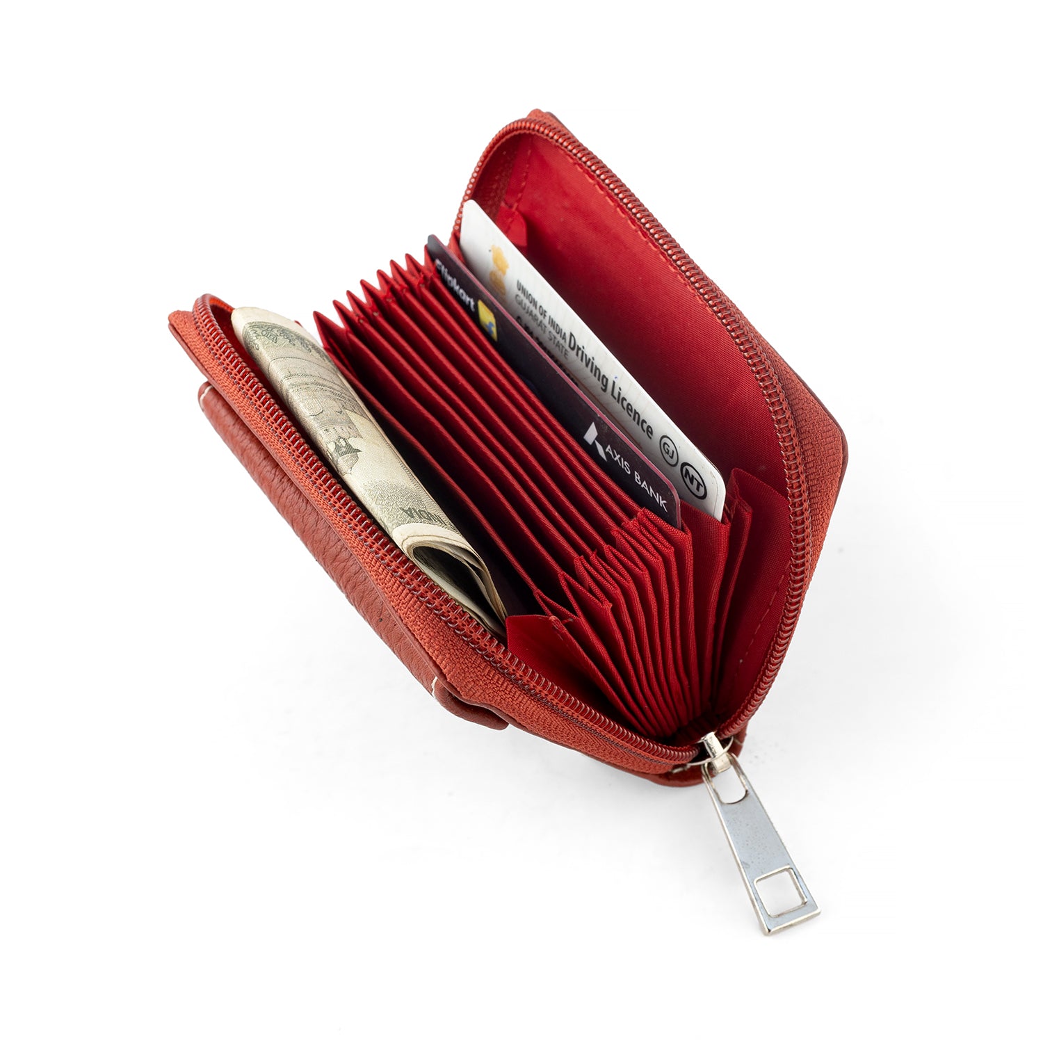 Goatter Genuine Leather Small Zip Around Card Wallet Purse for Women’s