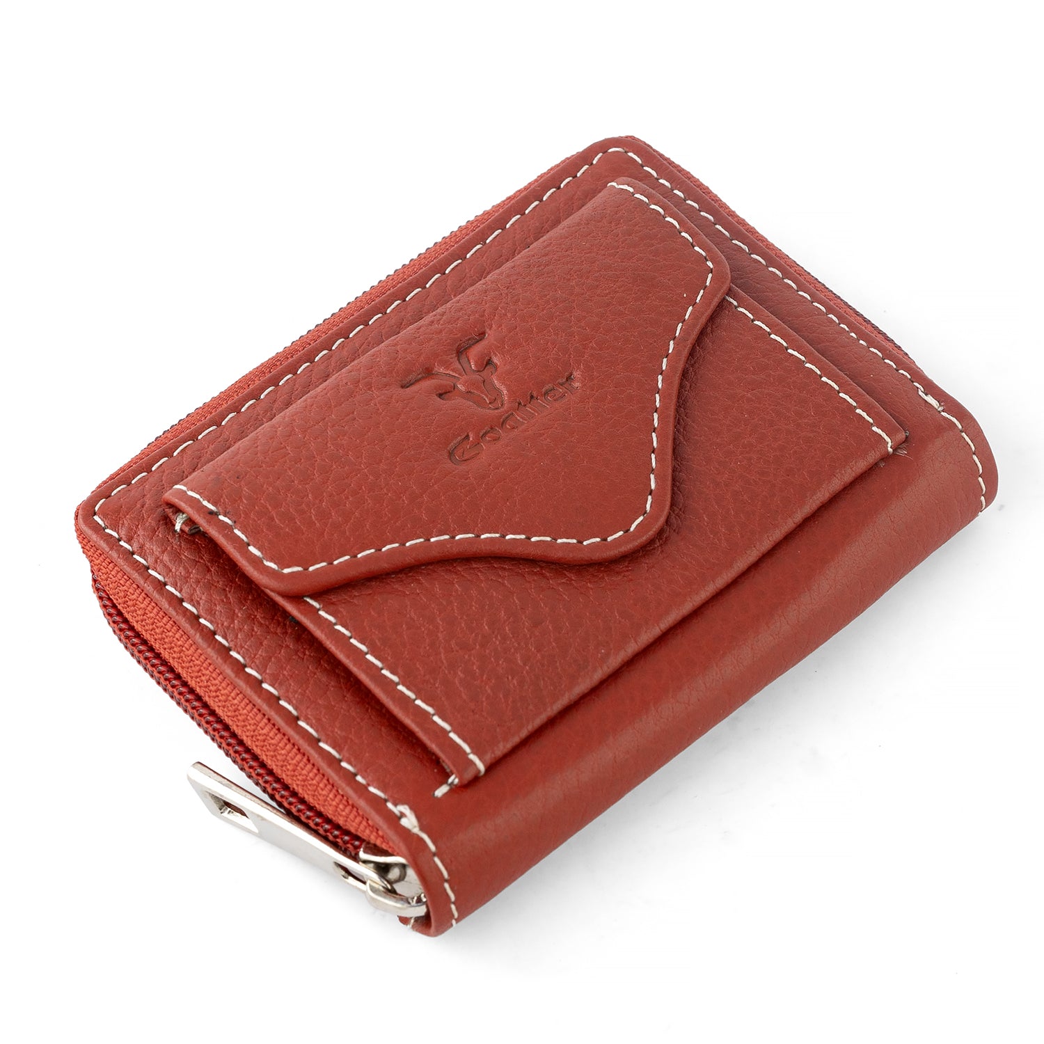 Goatter Genuine Leather Small Zip Around Card Wallet Purse for Women’s