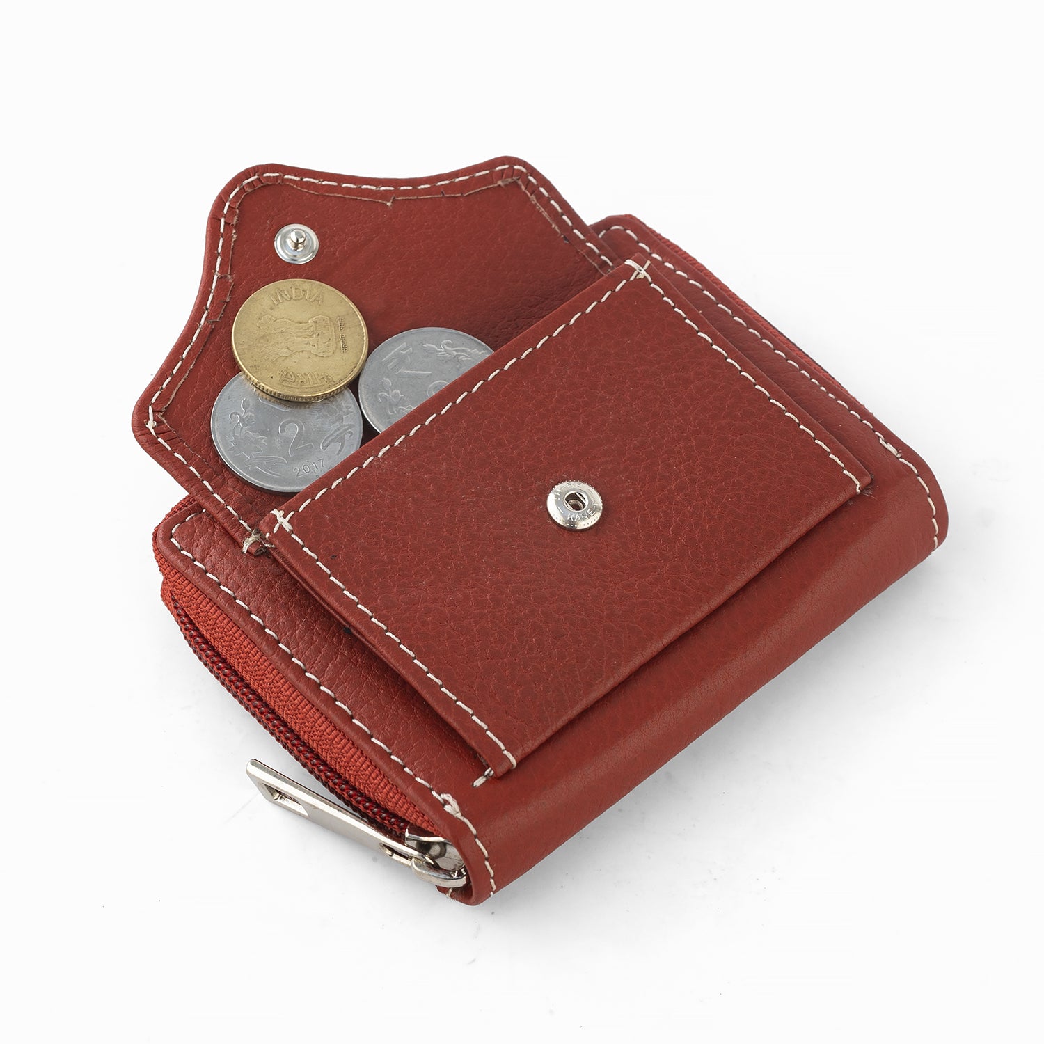 Goatter Genuine Leather Small Zip Around Card Wallet Purse for Women’s