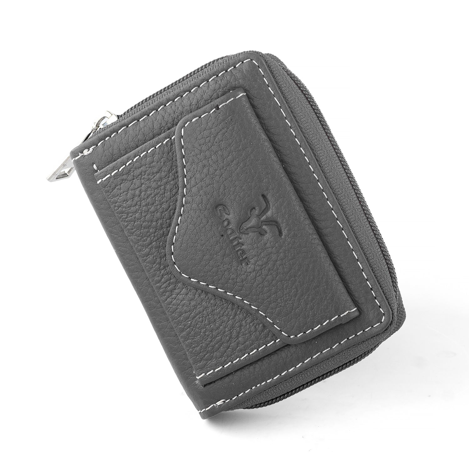 Goatter Genuine Leather Small Zip Around Card Wallet Purse for Women’s