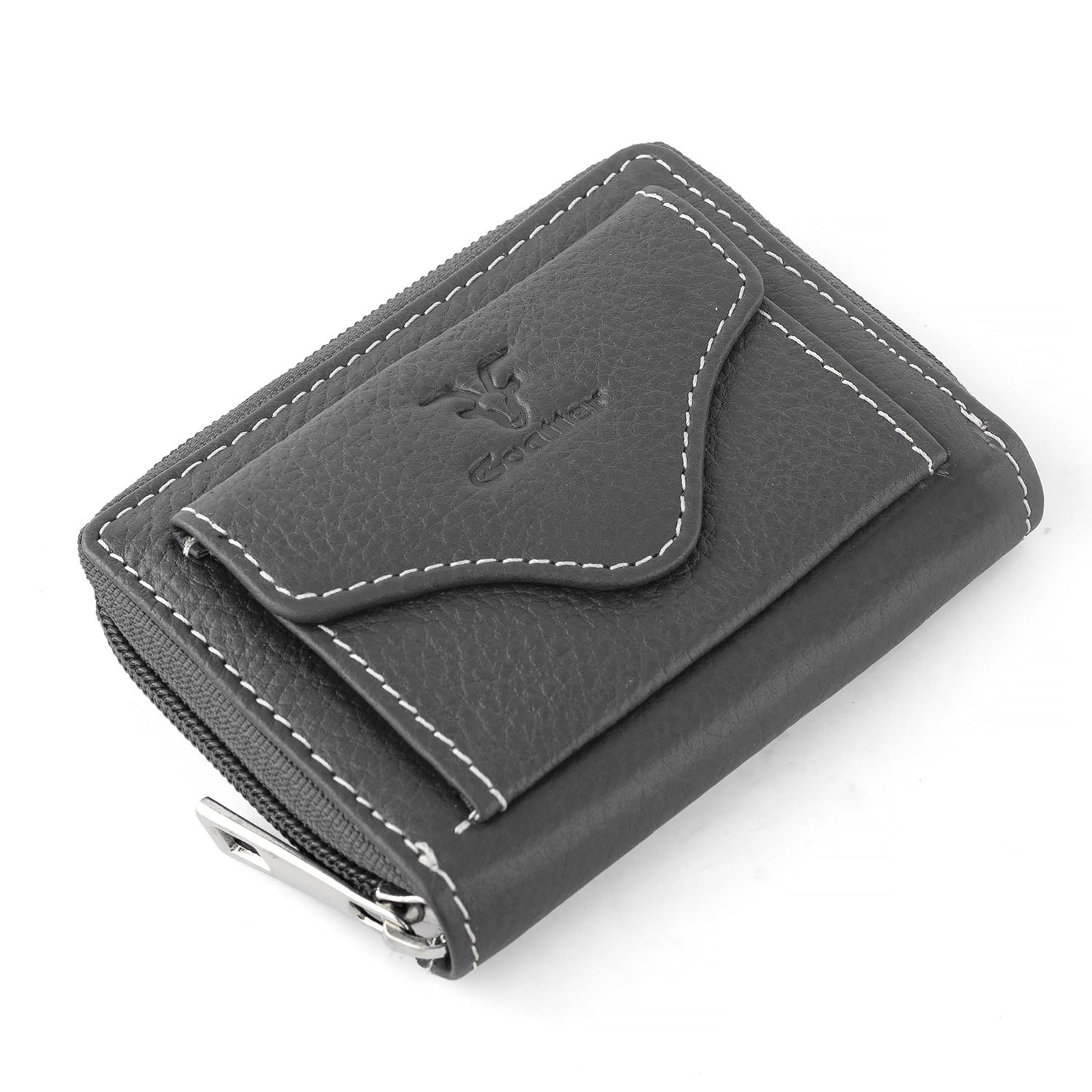 Goatter Genuine Leather Small Zip Around Card Wallet Purse for Women’s