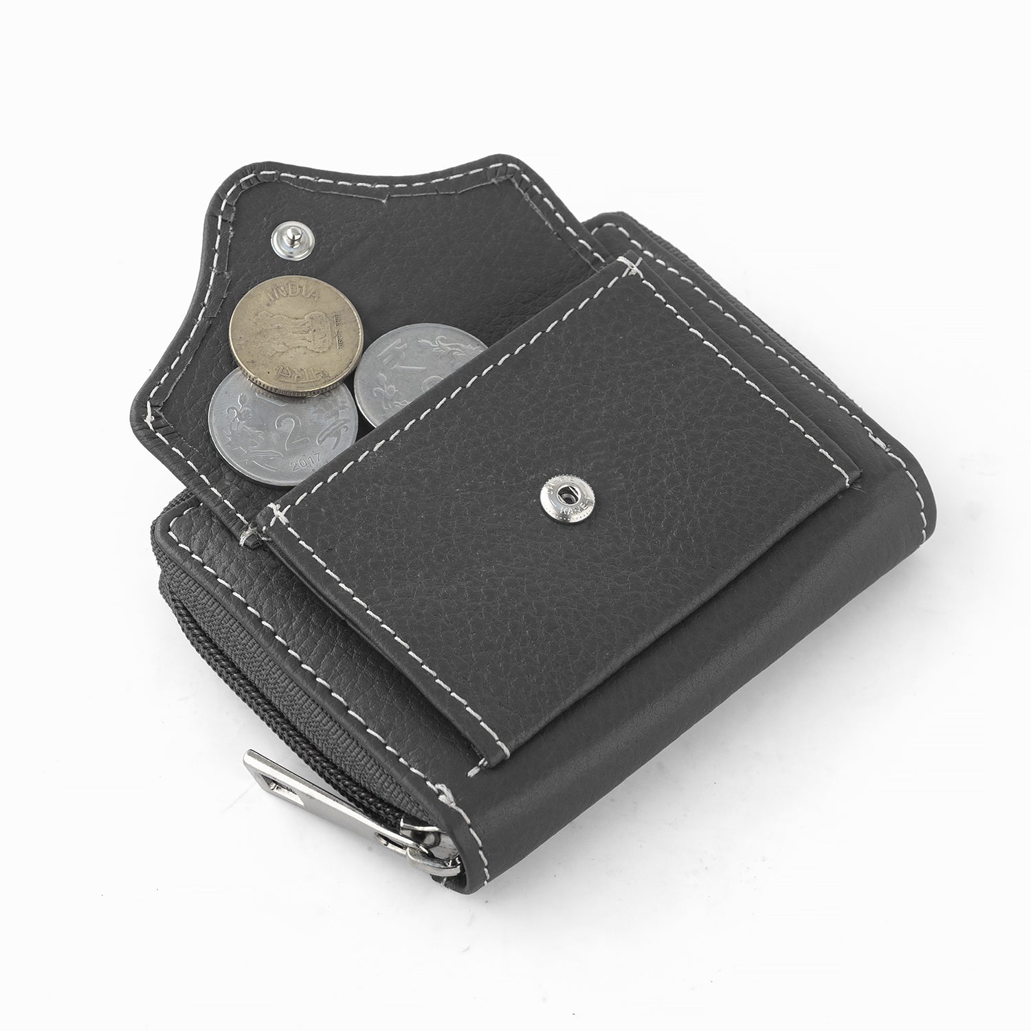 Goatter Genuine Leather Small Zip Around Card Wallet Purse for Women’s