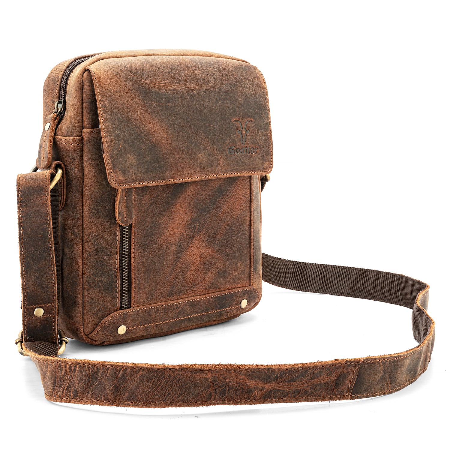 Goatter Genuine Leather Sling Messenger Bag For Men