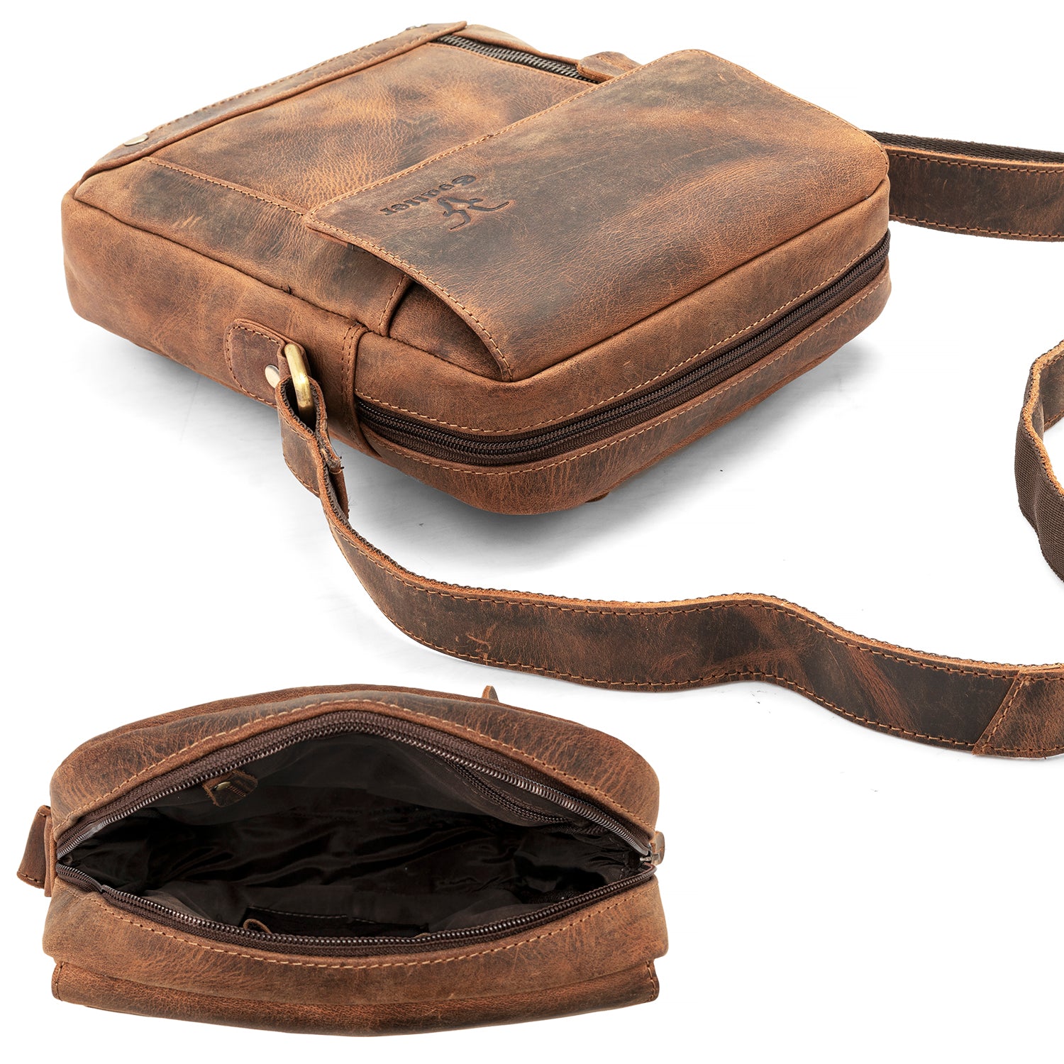 Goatter Genuine Leather Sling Messenger Bag For Men