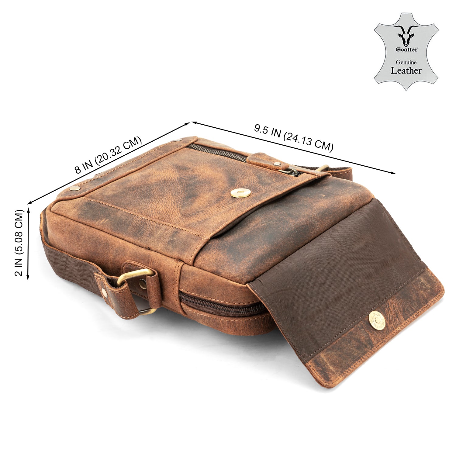 Goatter Genuine Leather Sling Messenger Bag For Men