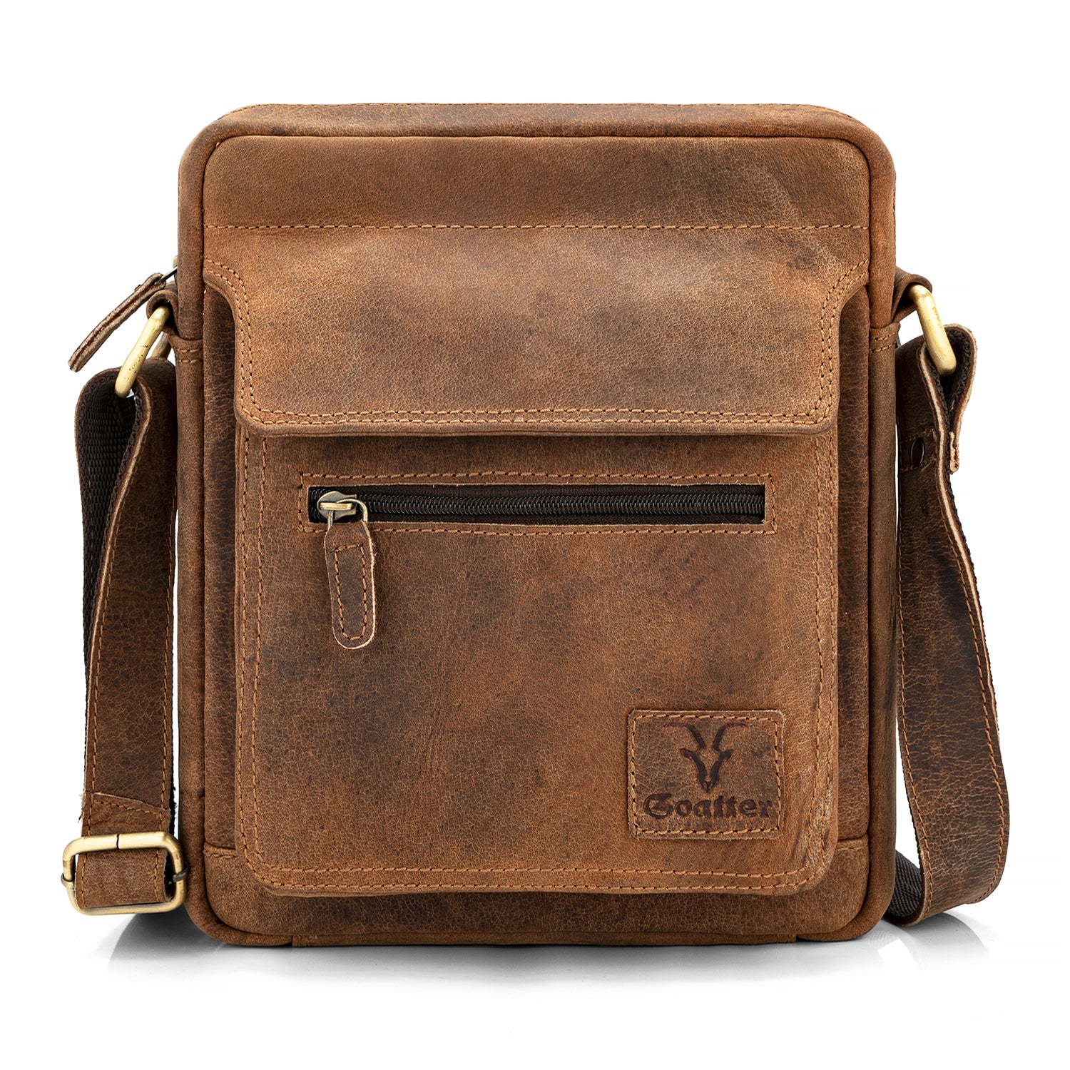 Goatter Genuine Leather Multi Pocket 10" Inch Messenger Sling Bag For Men