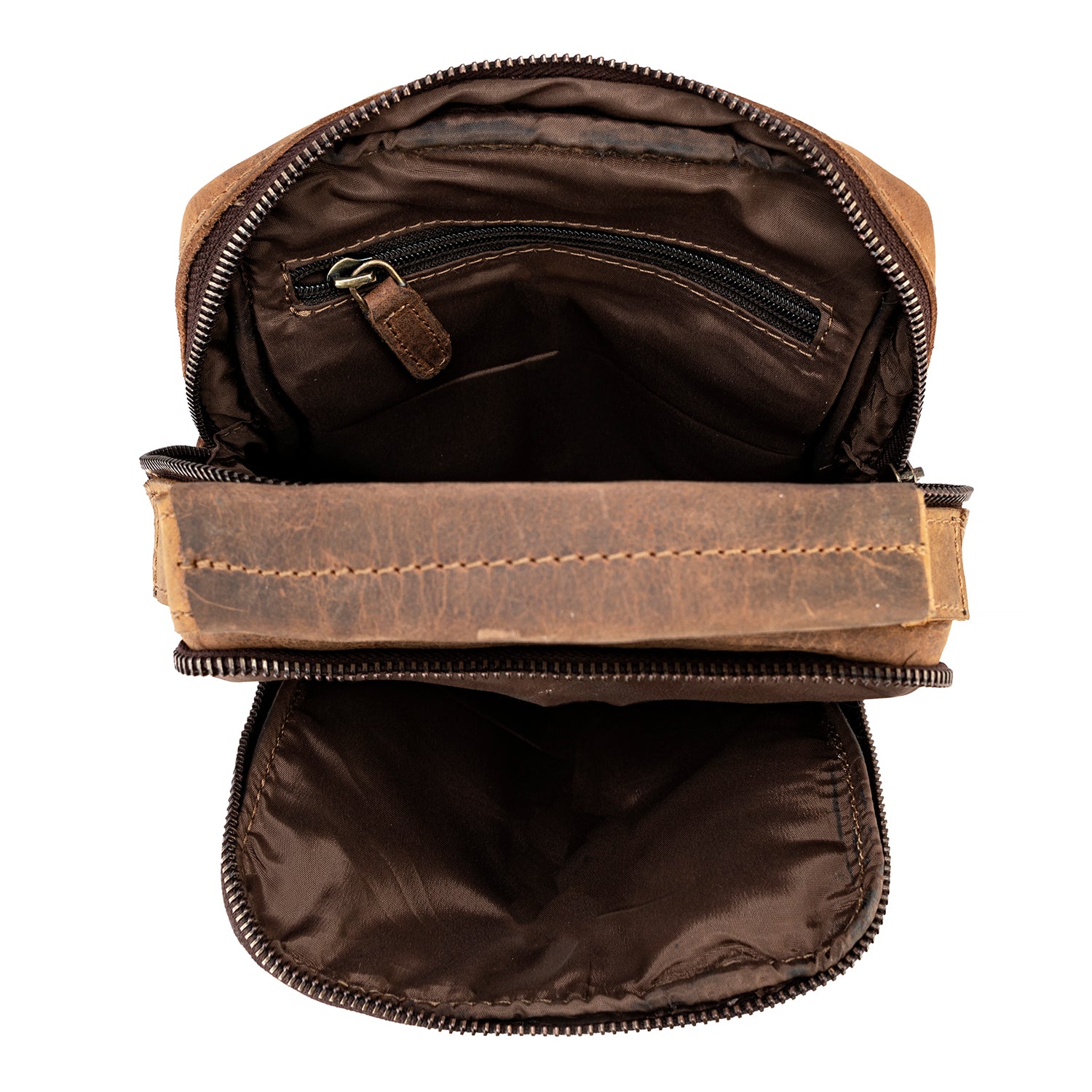 Goatter Genuine Leather Dual Handle Chest Crossbody Sling Bag Travel, Bike Daypack for Men