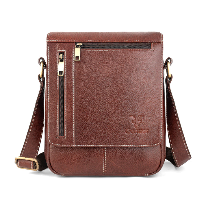 Goatter Genuine Leather Multi Pocket 10" Inch Messenger Sling Bag For Men