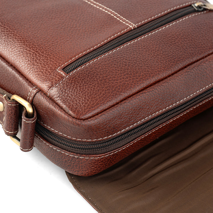 Goatter Genuine Leather Multi Pocket 10" Inch Messenger Sling Bag For Men