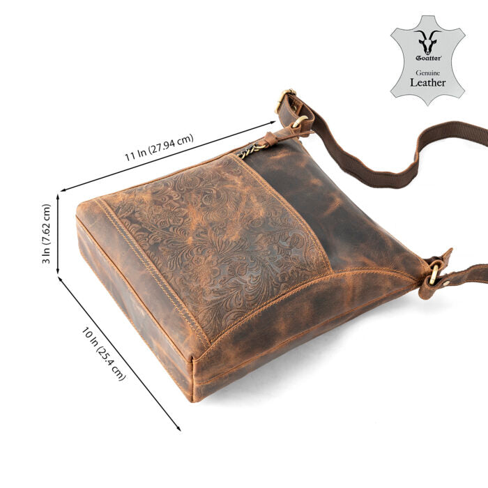 Goatter Hunter Leather 11″ Inch Sling Cross-Body Bag/Shoulder Bag for Girls And Women