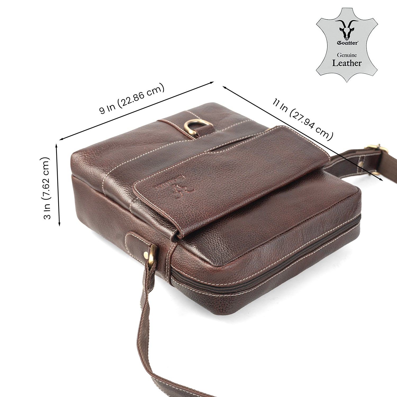 Goatter Genuine Leather Messenger Sling Bag For Men